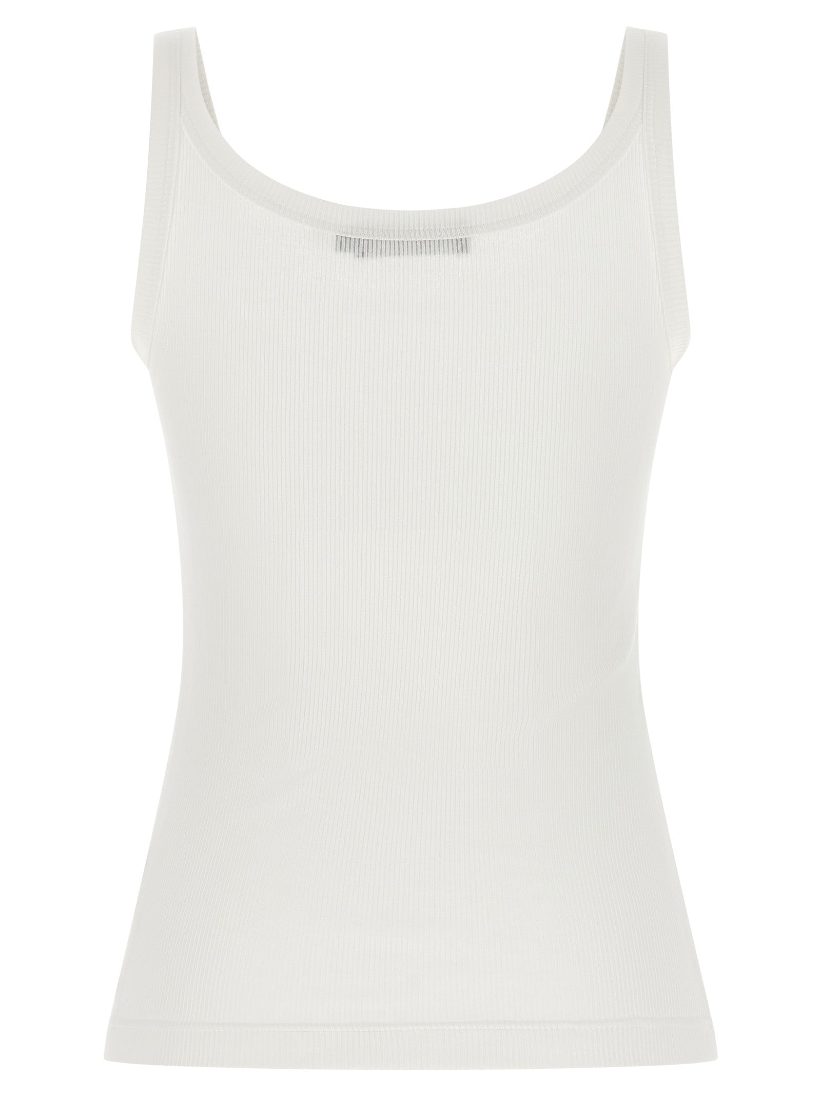 Dolce & Gabbana White Cotton Sleeveles T-Shirt