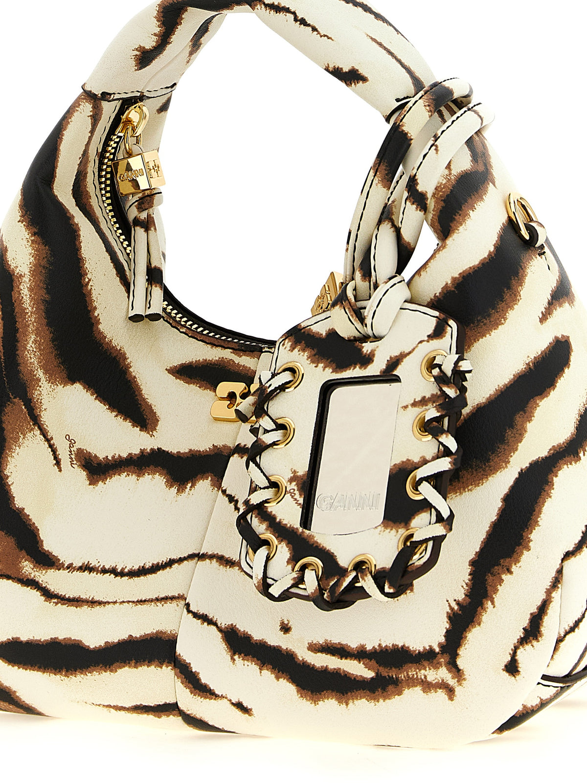 Ganni Mini Hobo Zebra Handbag - Chic Sustainable Luxury