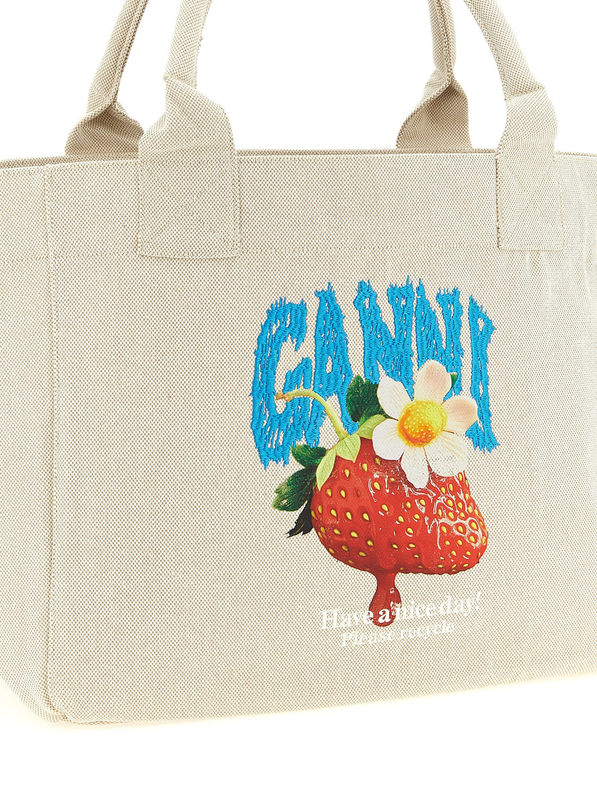 Ganni Beige Recycled Cotton Tote Bag - Sustainable Luxury Style