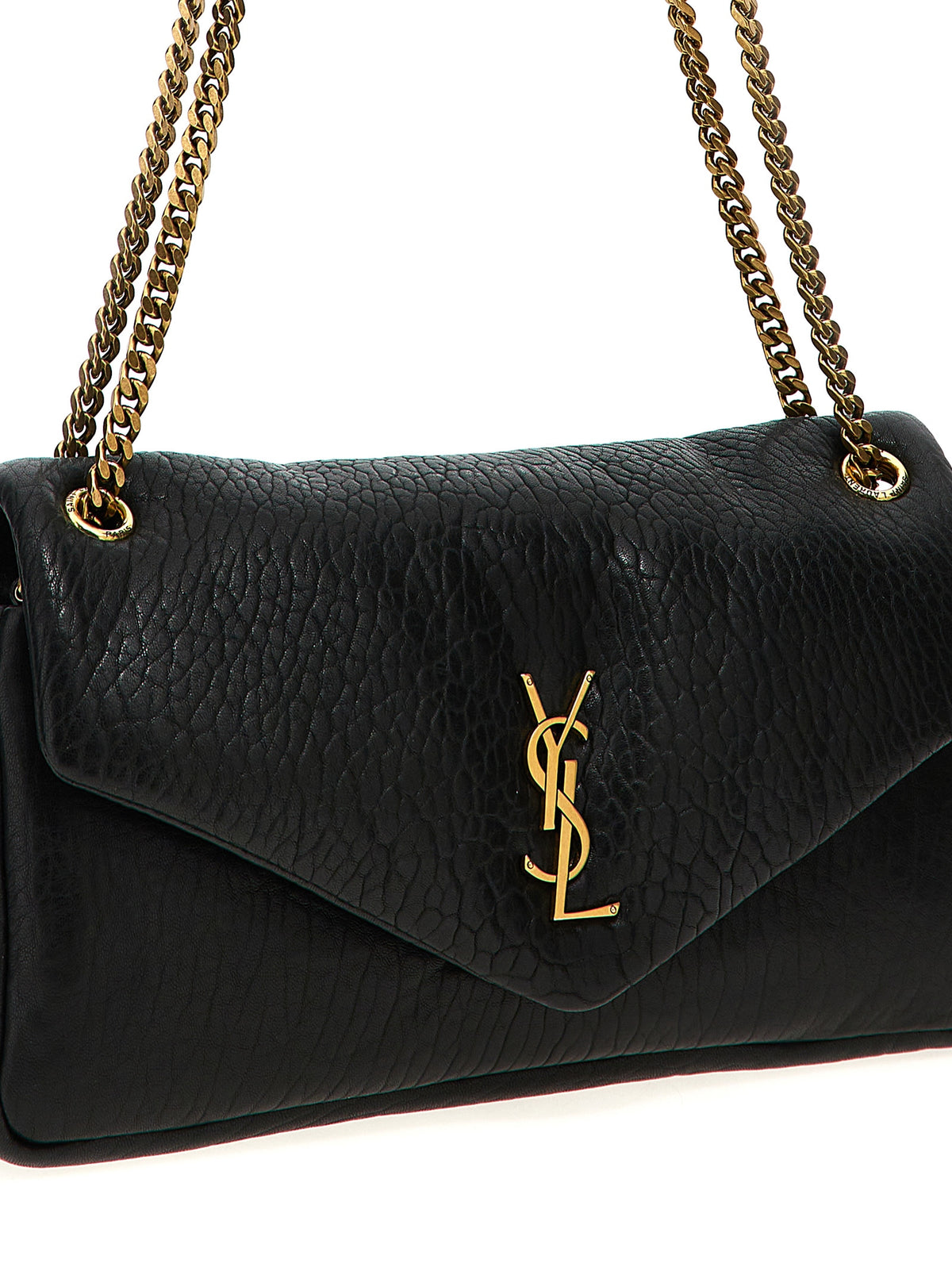 Discover the Saint Laurent Black Leather Shoulder Bag from the Calypso collection, a masterpiece of Italian craftsmanship that embodies luxury and sophistication.