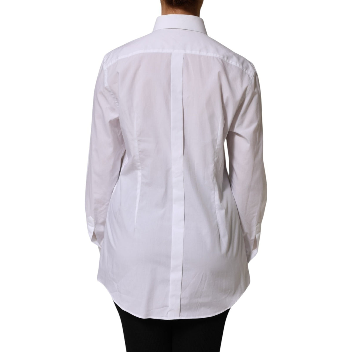 Dolce & Gabbana White Cotton Tuxedo Bib Dress Shirt for Elegance