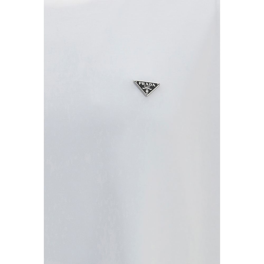 Prada White Cotton T-Shirt - Luxurious Essential for Modern Elegance