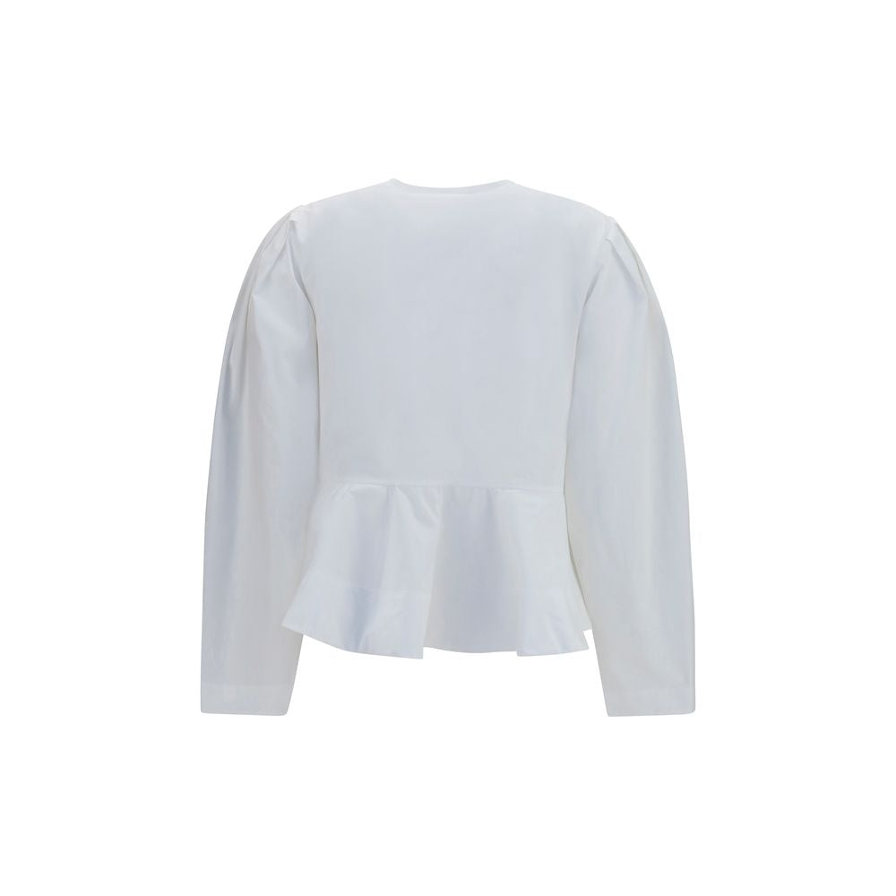 Ganni White Cotton Blouse - Timeless Elegance for the Discerning
