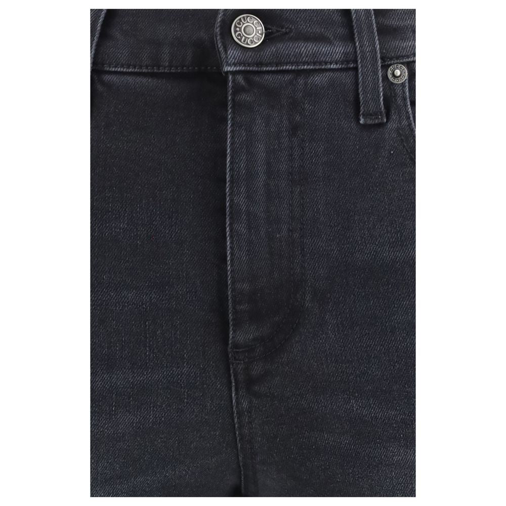 Indulge in the sophistication of Gucci Black Cotton Skinny Jeans, crafted from premium materials for a timeless silhouette that embodies luxury and effortless elegance.