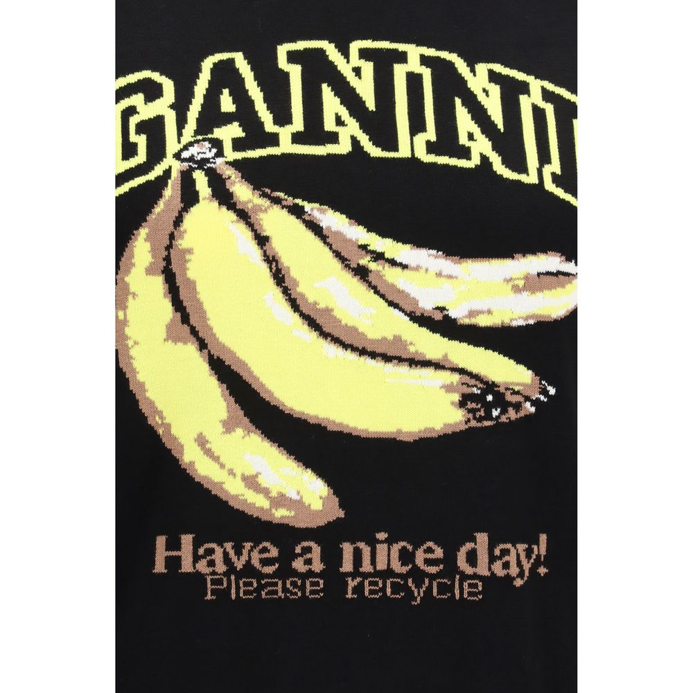 Ganni Black Cotton Sweatshirt - Playful Luxury for All