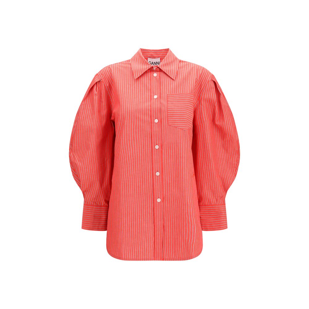 Ganni Red Cotton Blouse - Effortless Elegance for the Discerning