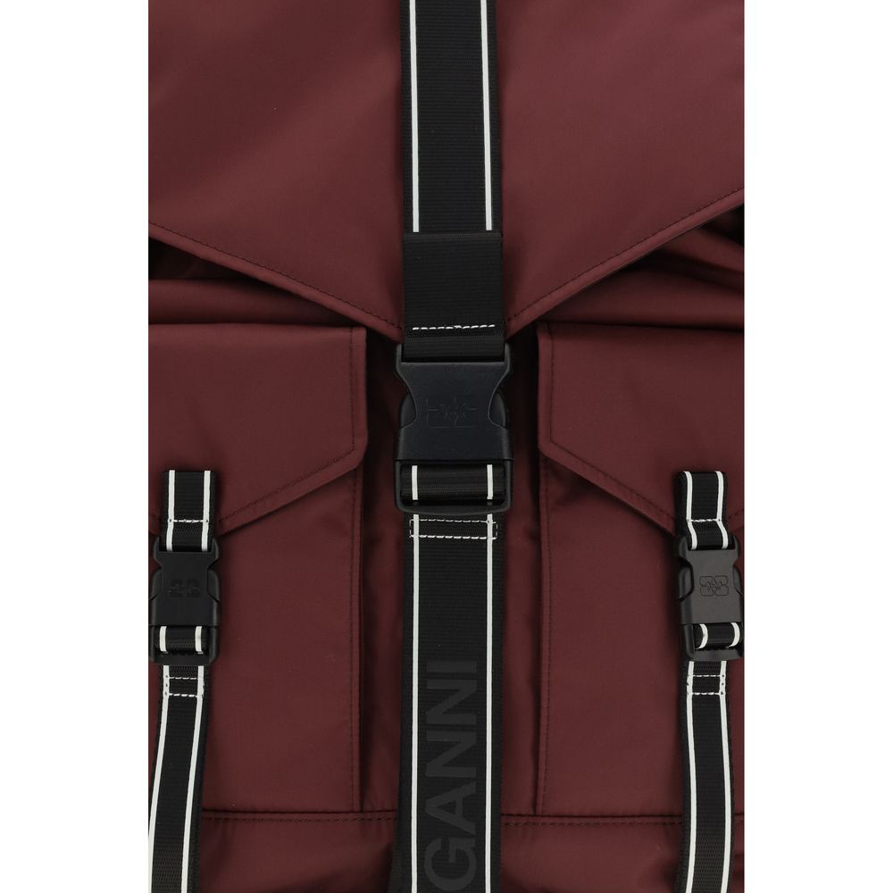 Ganni Bordeaux Recycled Polyamide Backpack - Effortless Elegance