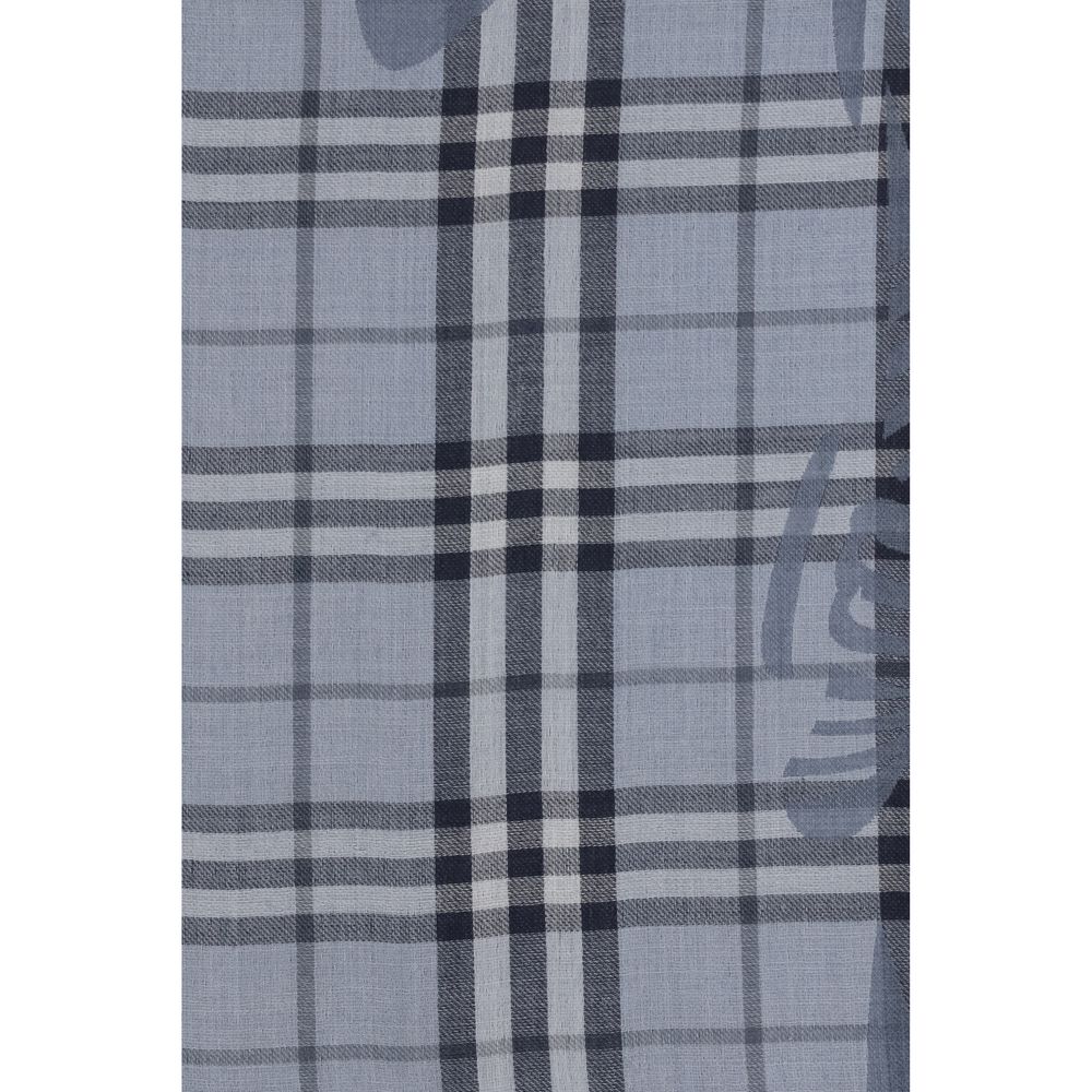Burberry Blue Wool Oves Aries Foulard - Timeless Luxury Accessory