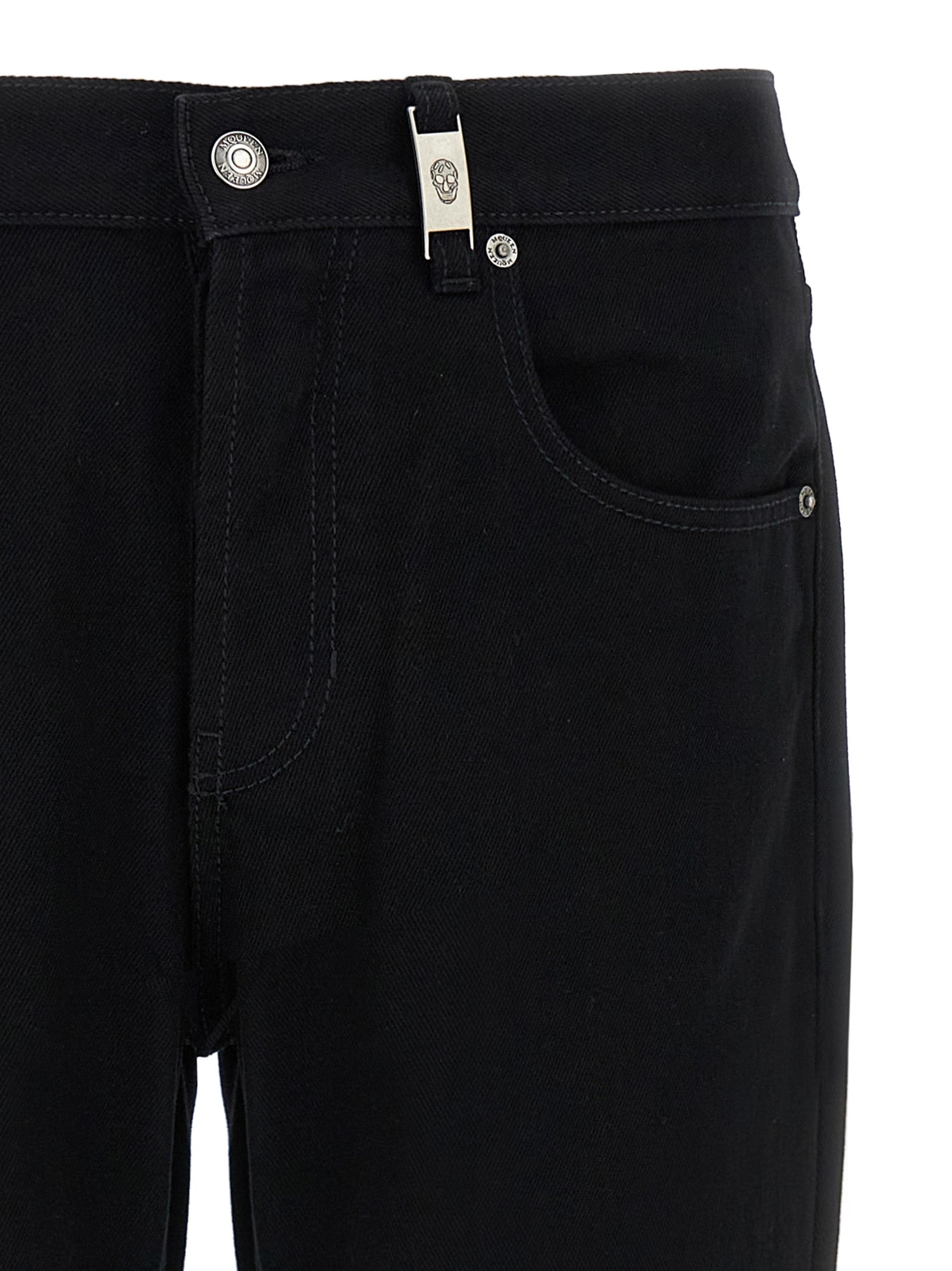Alexander McQueen Black Cotton Straight-Leg Jeans