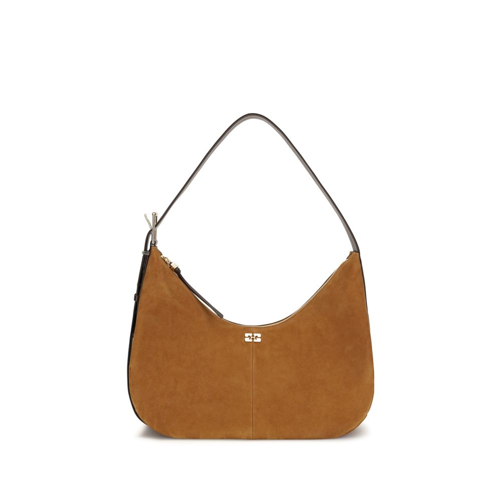 Ganni Brown Recycled Polyester Shoulder Bag - Luxe Essential
