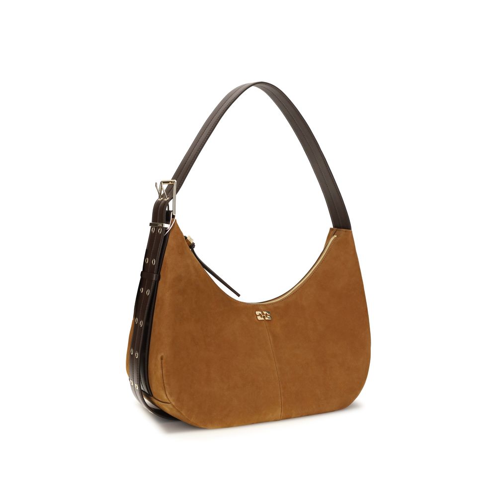 Ganni Brown Recycled Polyester Shoulder Bag - Luxe Essential