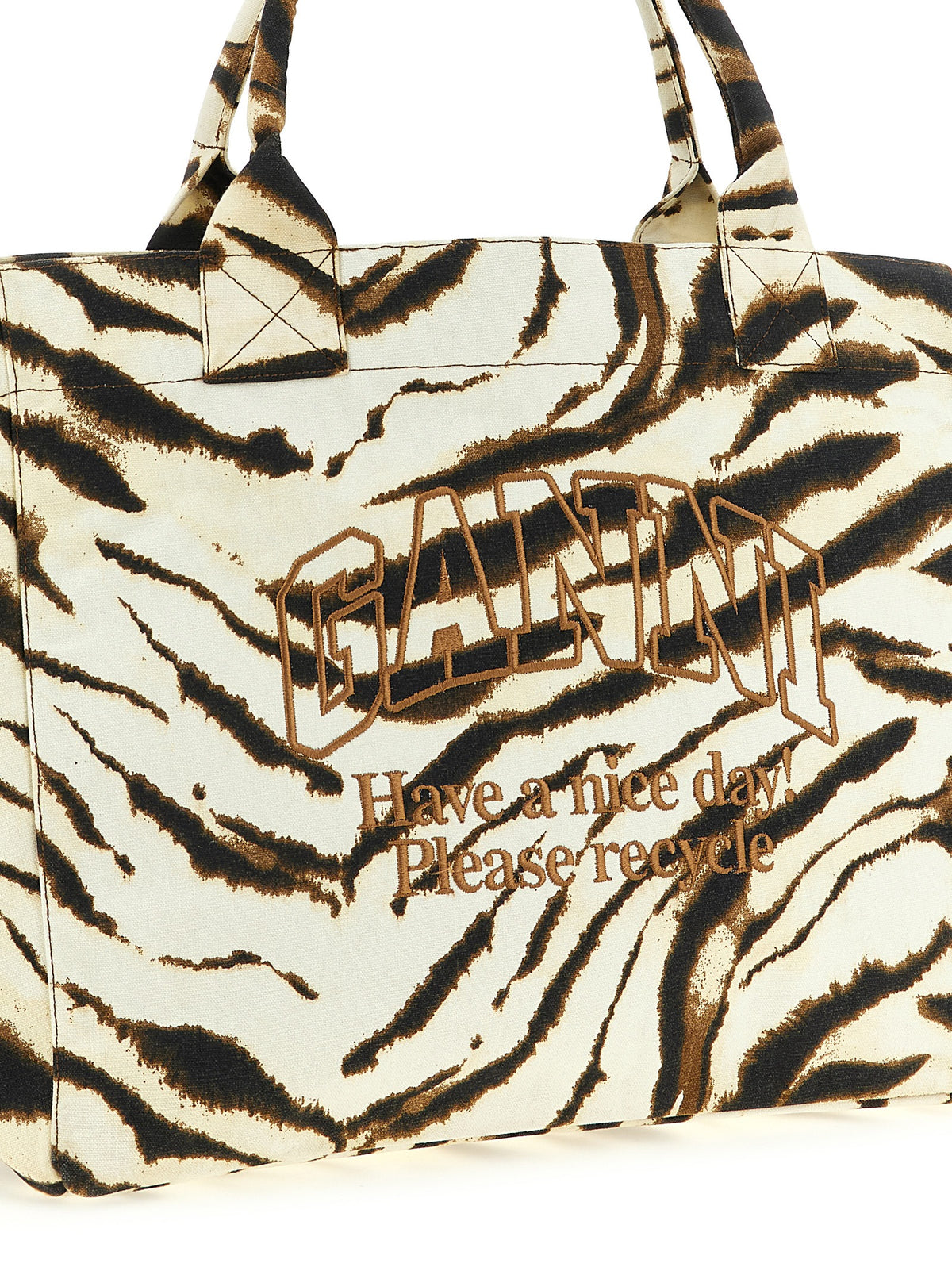 GANNI Beige Recycled Cotton Tote Bag - Sustainable Luxury Statement
