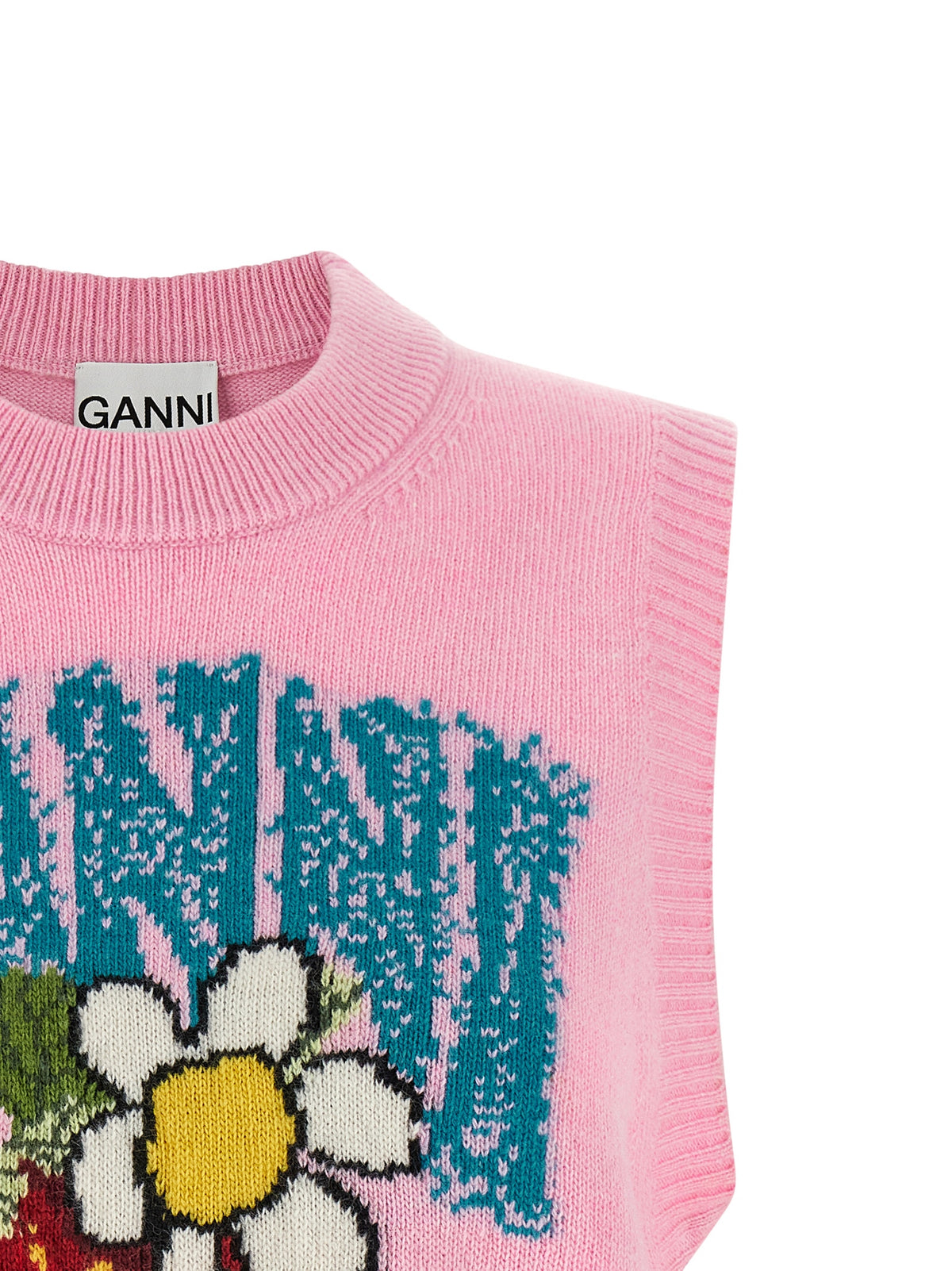 Ganni Multicolor Wool Sleeveless Sweater - Bold Knitwear Elegance
