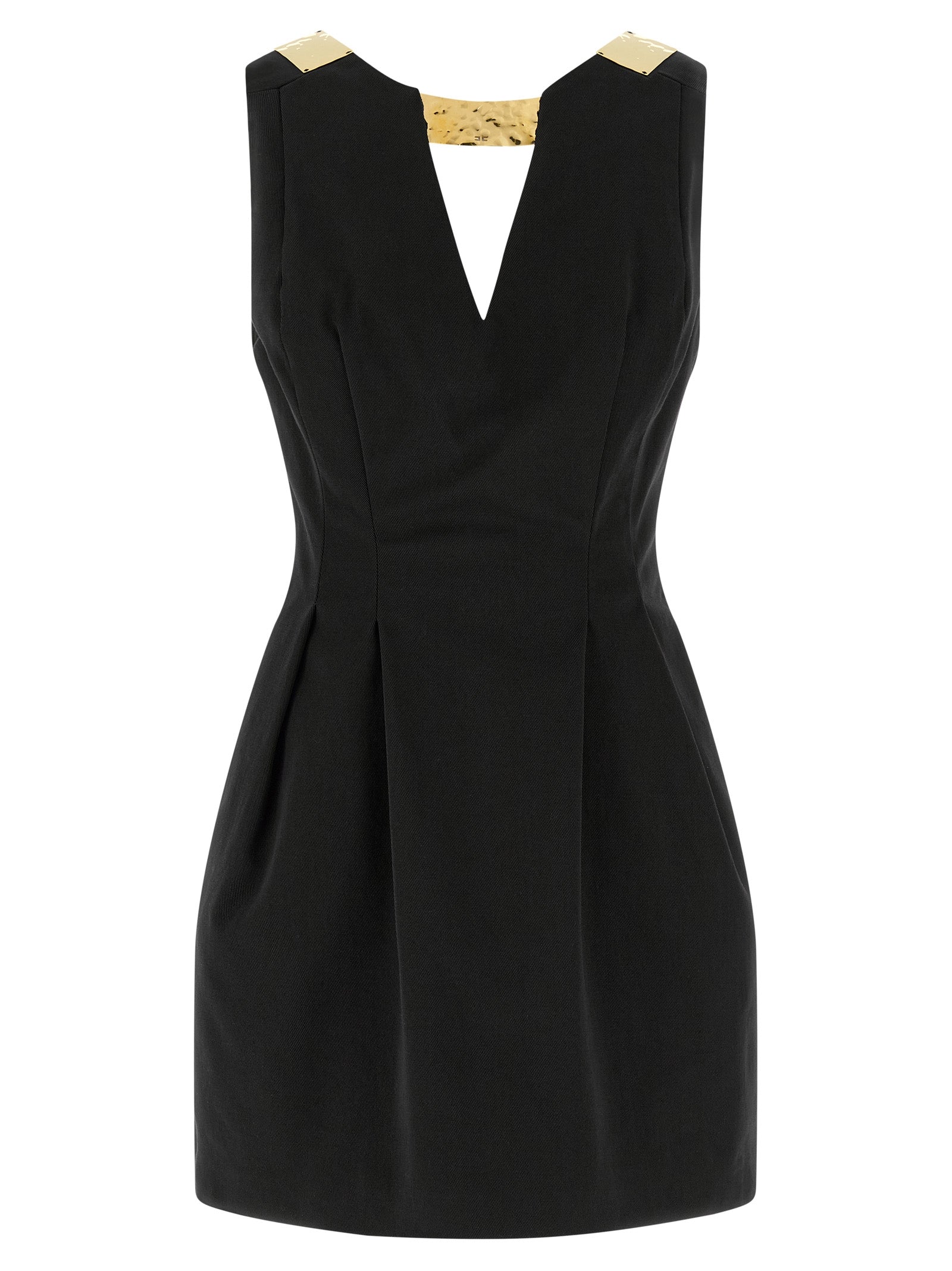 Elisabetta Franchi Black Cotton Short Dress
