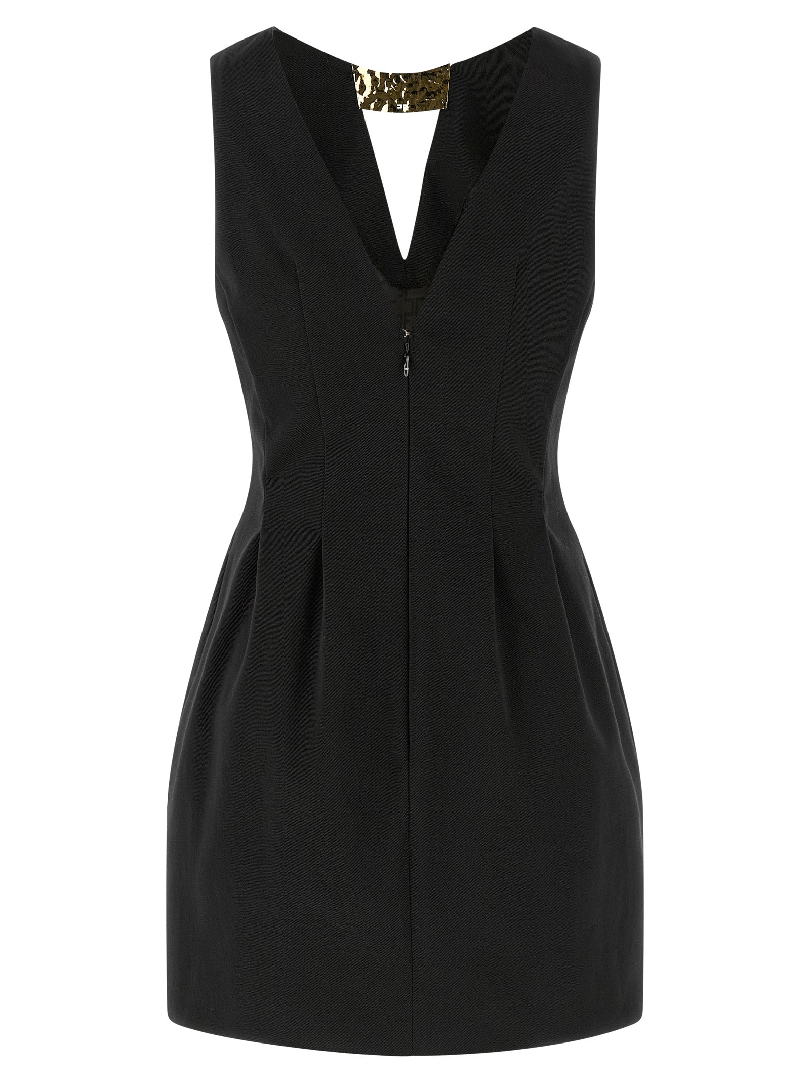 Elisabetta Franchi Black Cotton Short Dress