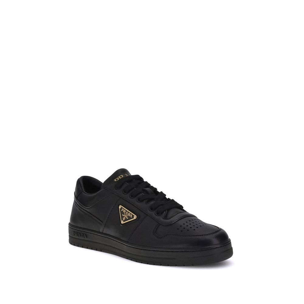 Prada Black Calf Leather Bos Taurus Low Top Sneakers for Luxe Living