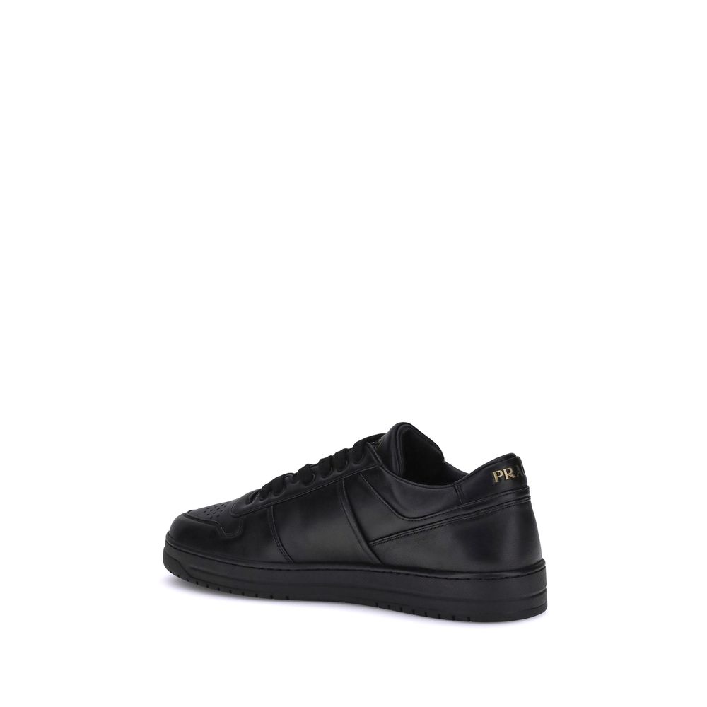 Prada Black Calf Leather Low Top Sneakers for Luxe Living
