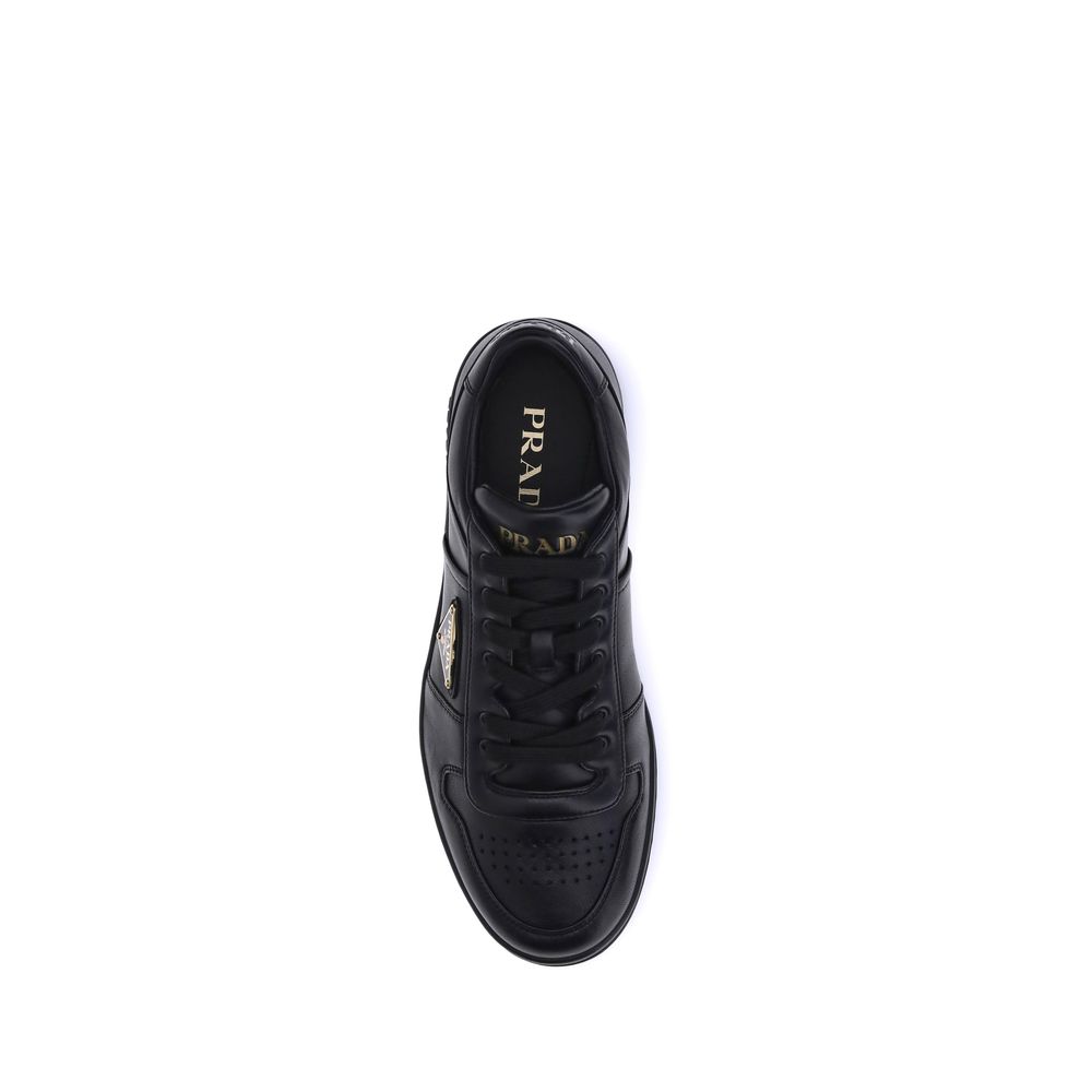 Prada Black Calf Leather Low Top Sneakers for Elevated Luxury