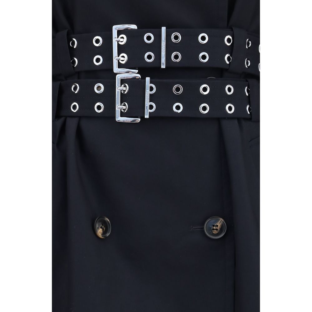 Ganni Black Cotton Trench Coat - Timeless Elegance Awaits
