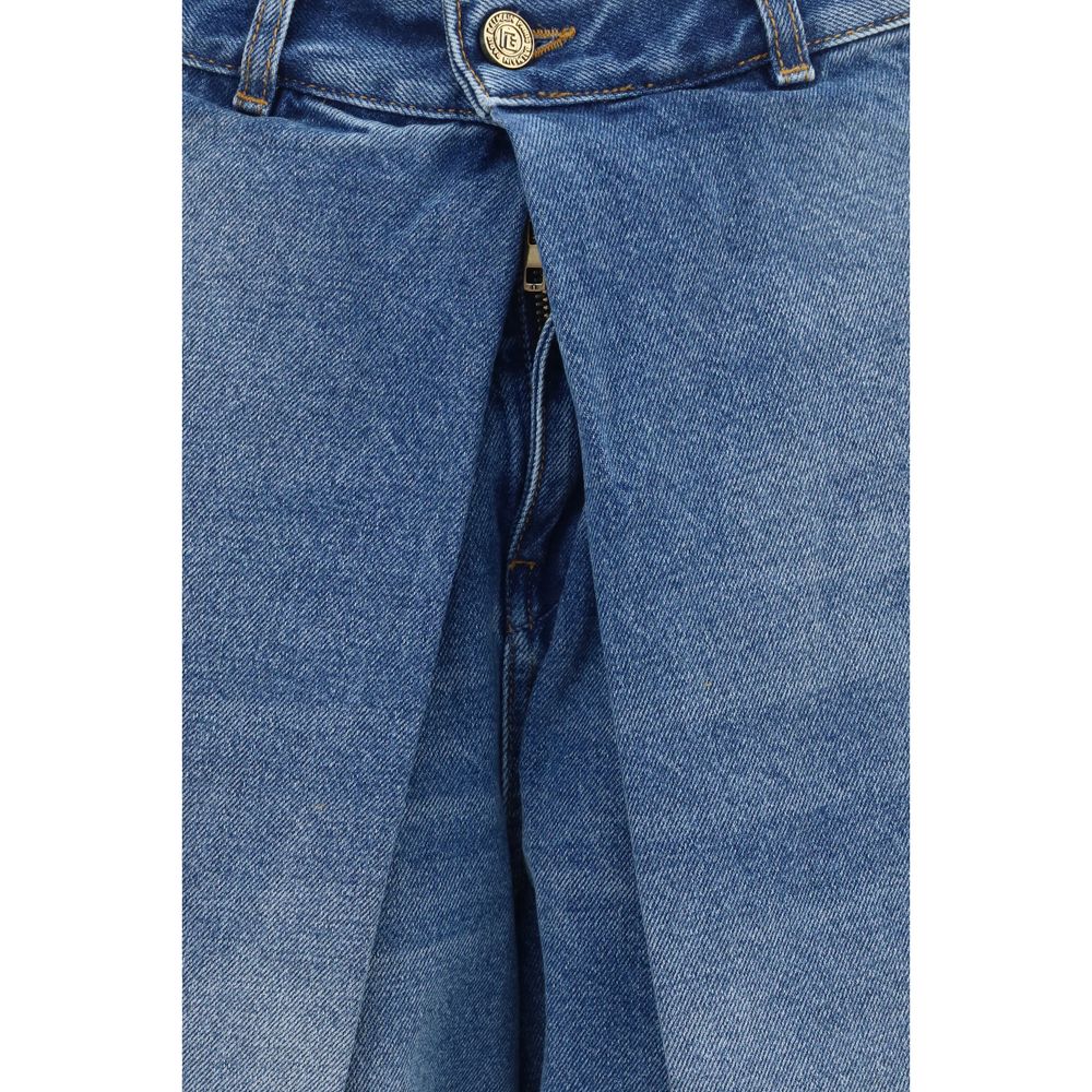 Balmain Blue Cotton Relaxed Fit Jeans - Timeless Luxury Elegance