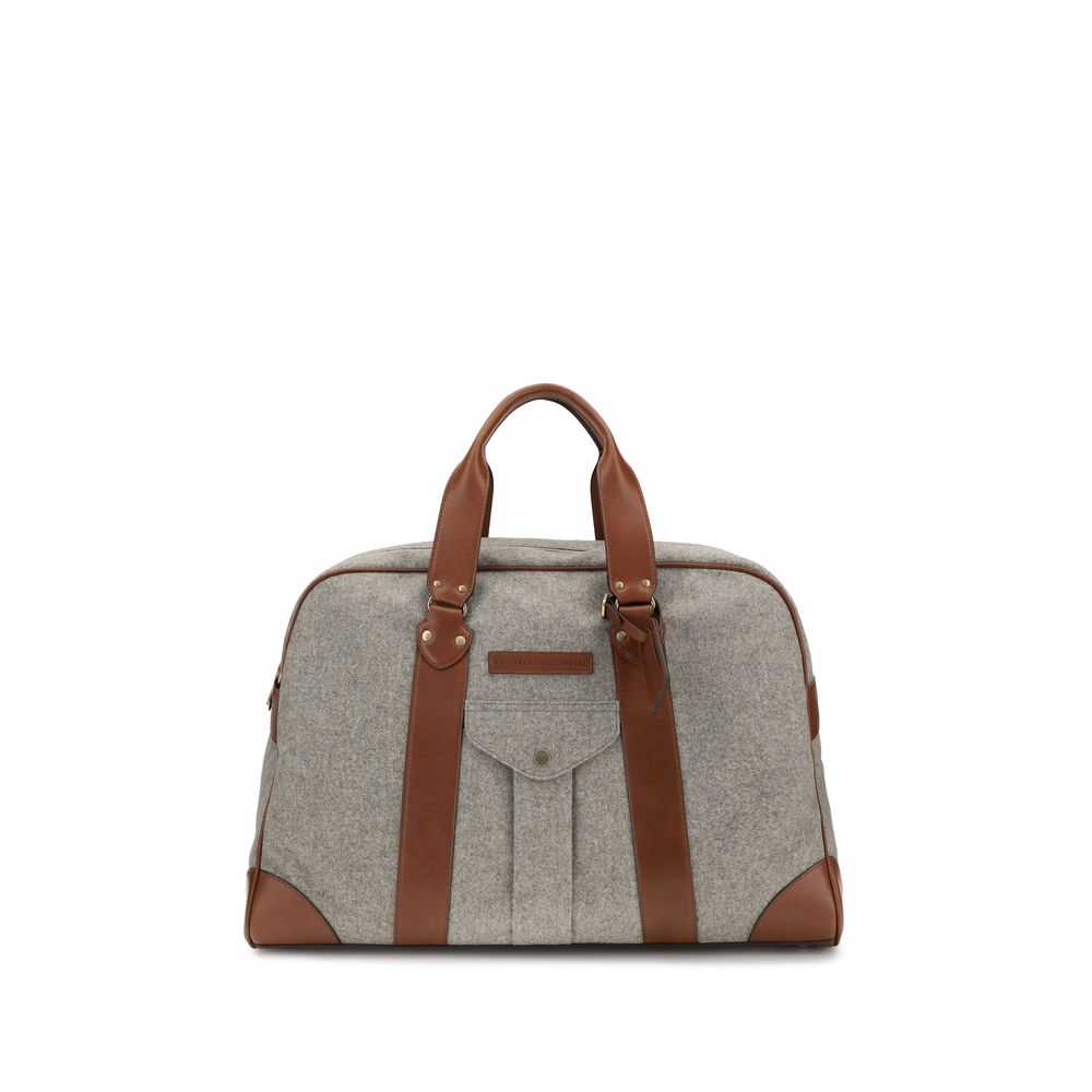 Brunello Cucinelli Beige Wool Travel Bag - Timeless Luxury Redefined