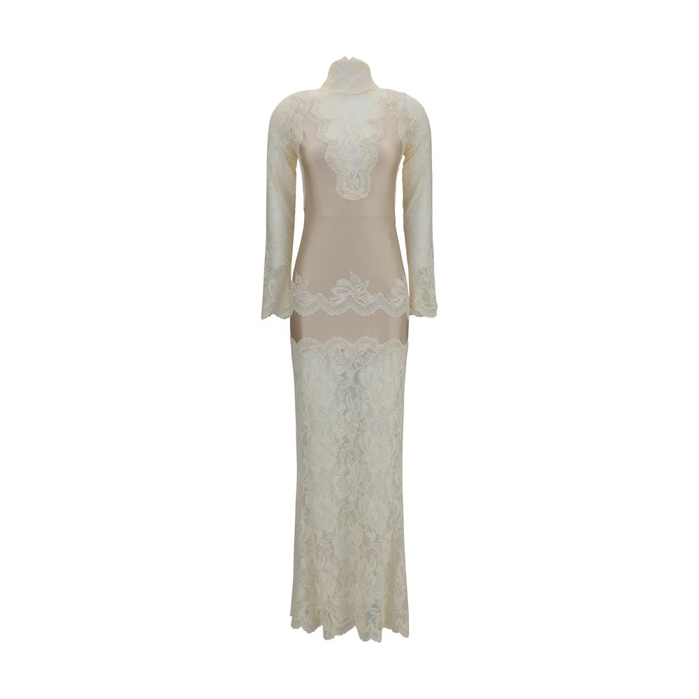 Rabanne Beige Polyamide Long Dress - Exquisite Elegance Awaits