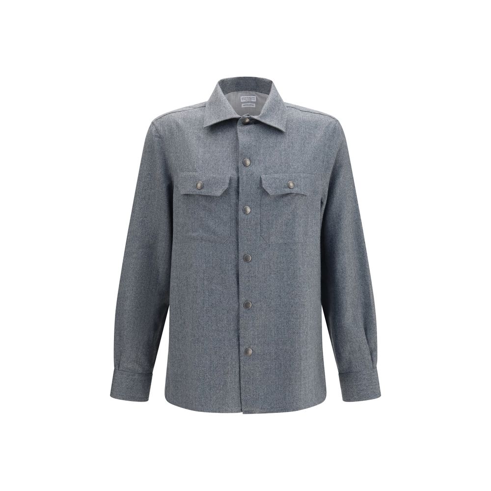 Brunello Cucinelli Gray Wool Oves Aries Shirt - Timeless Luxury