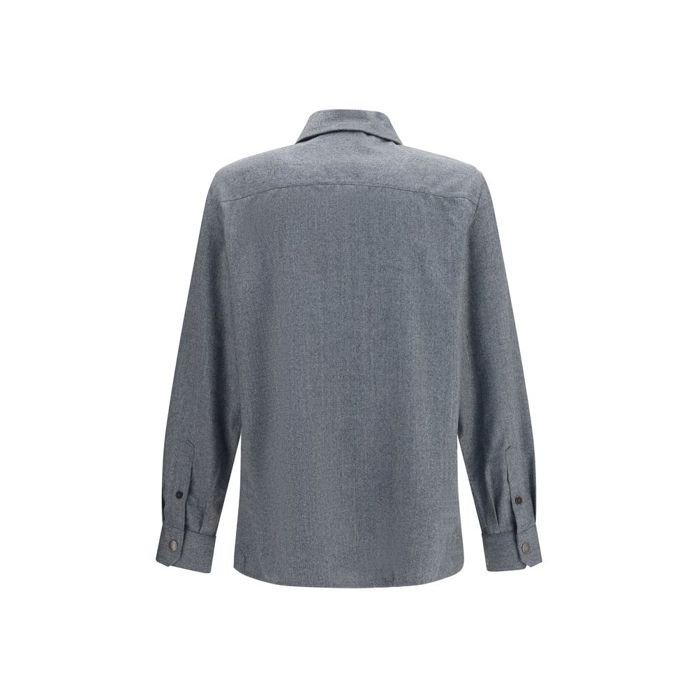 Brunello Cucinelli Gray Wool Oves Aries Shirt - Timeless Luxury