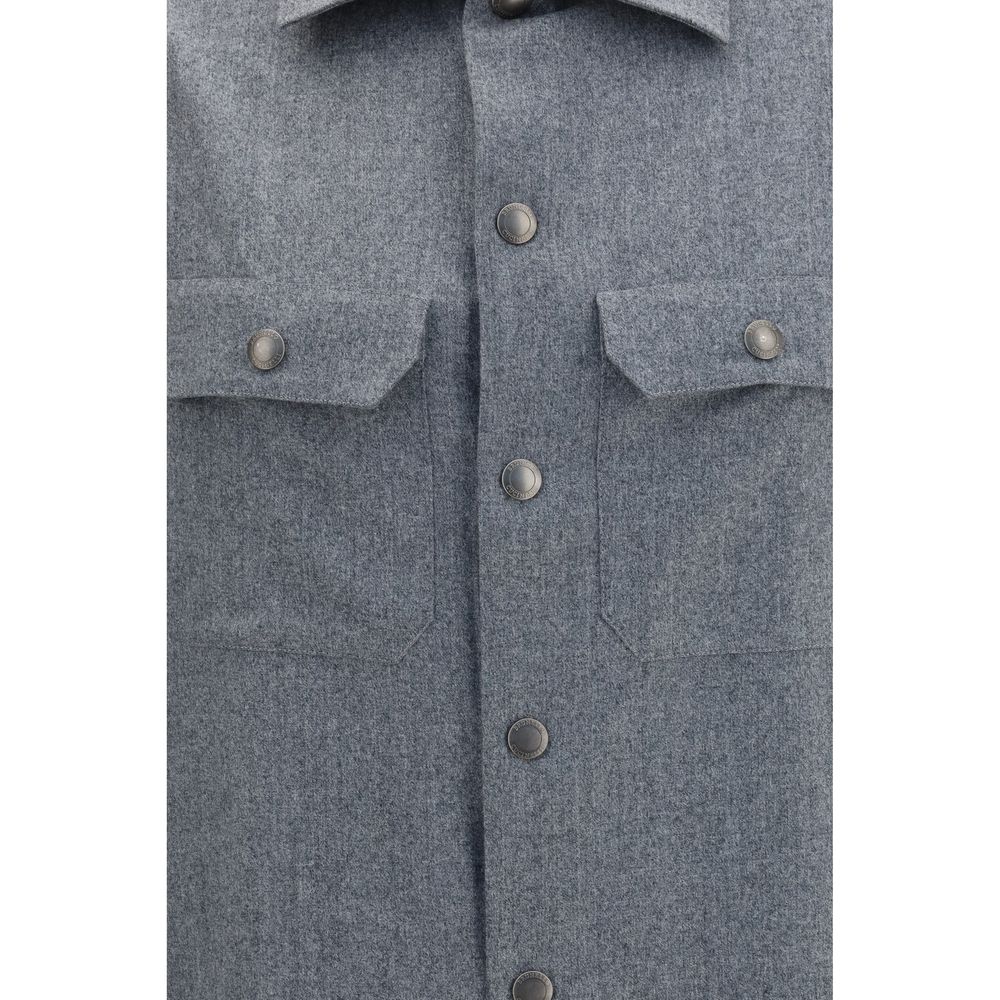 Brunello Cucinelli Gray Wool Oves Aries Shirt - Timeless Luxury