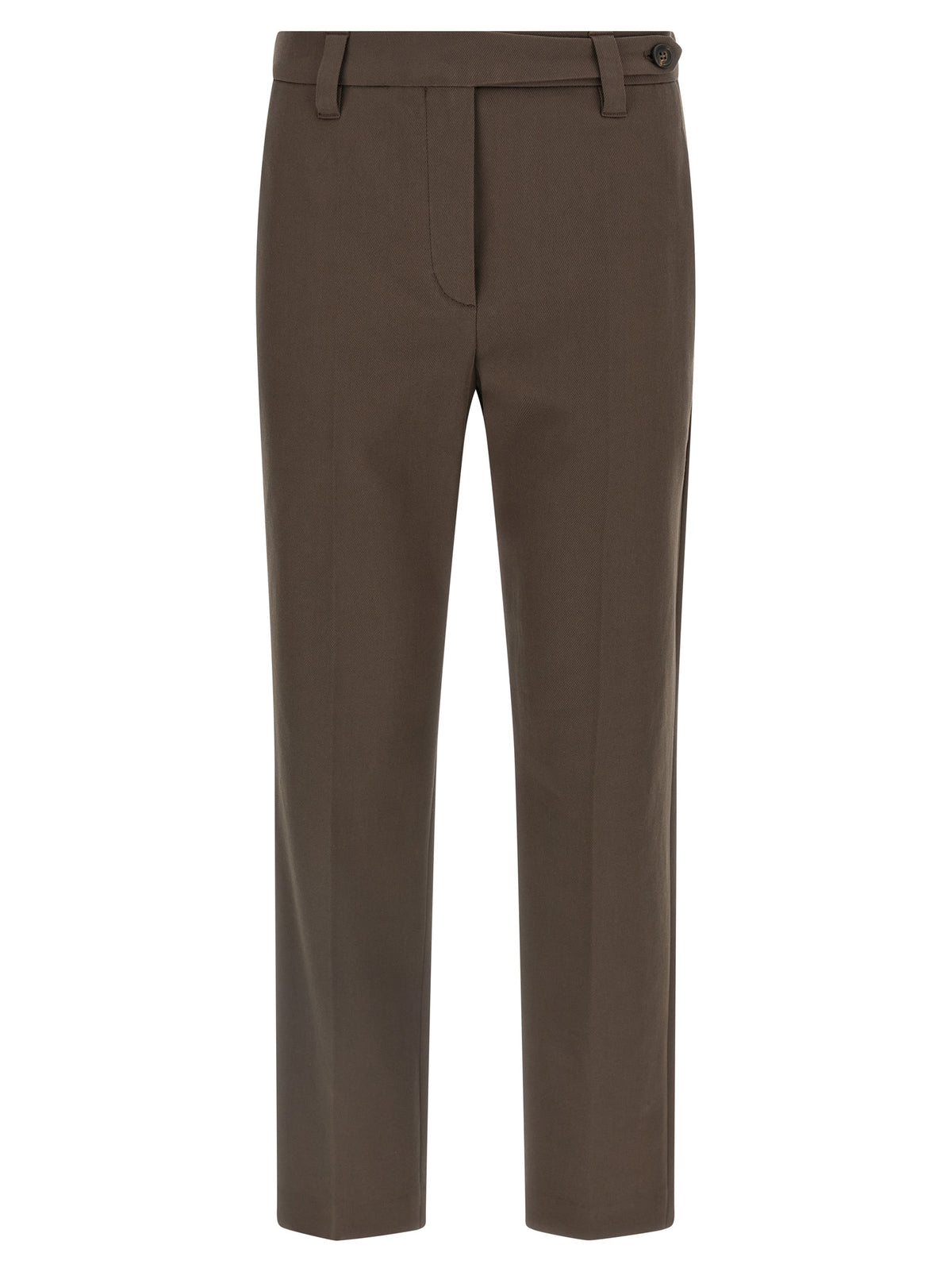Indulge in the exquisite elegance of Brunello Cucinelli's Brown Cotton Casual Pants, crafted in Italy from a luxurious cotton blend, perfect for the discerning wardrobe.