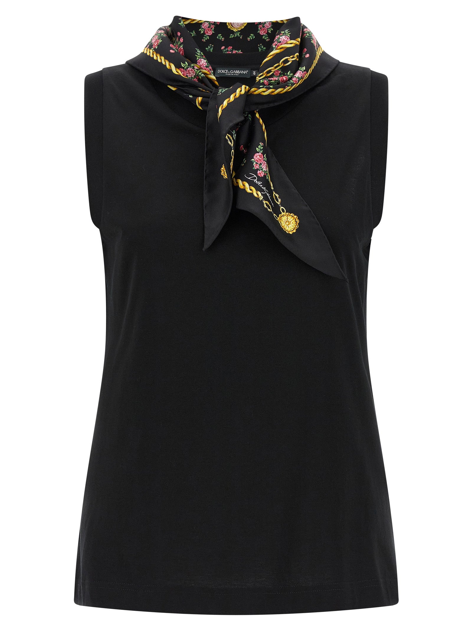 Dolce & Gabbana Black Cotton Sleeveless T-Shirt - Luxury Fashion