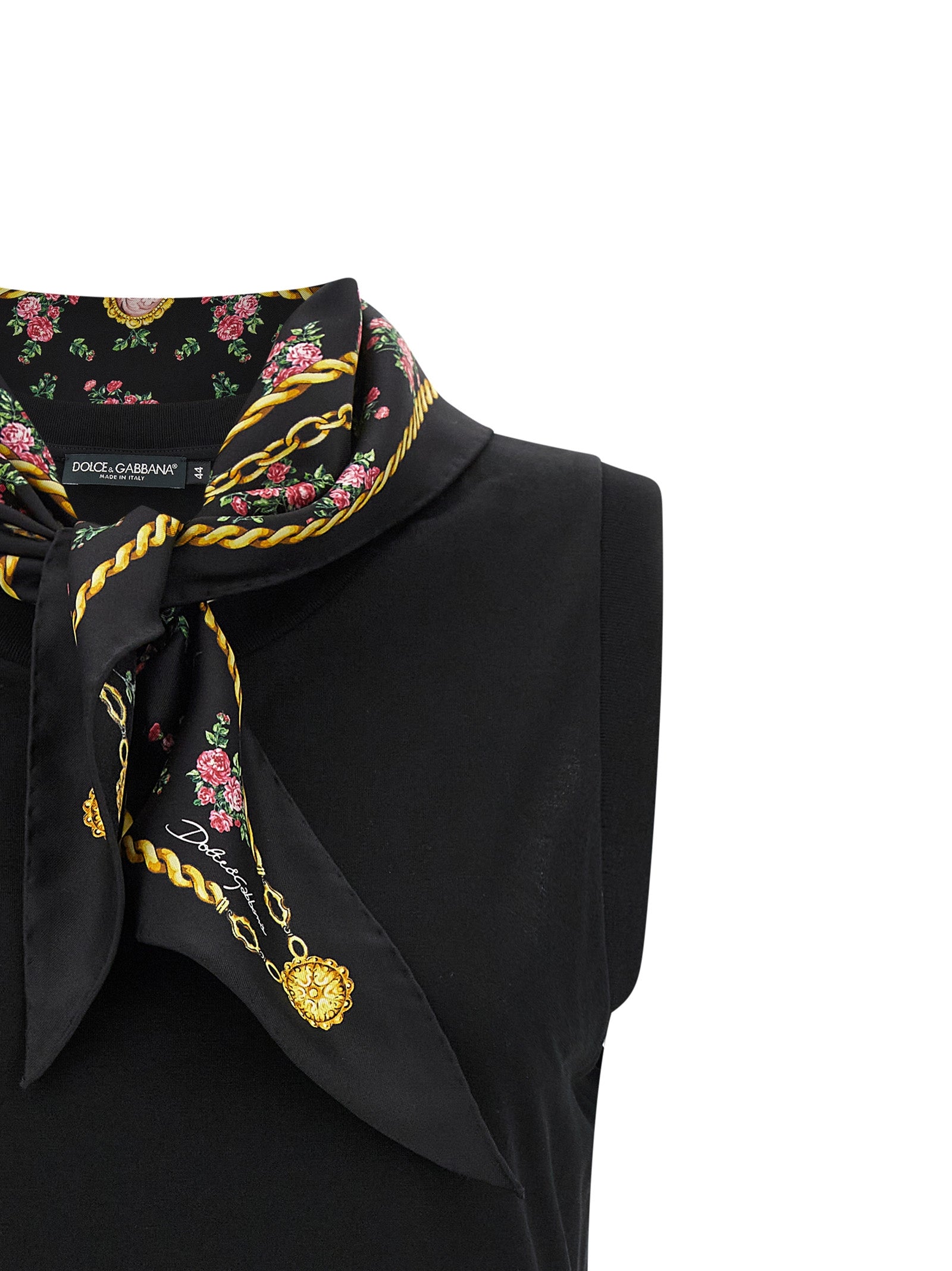 Dolce & Gabbana Black Cotton Sleeveless T-Shirt - Luxury Elegance