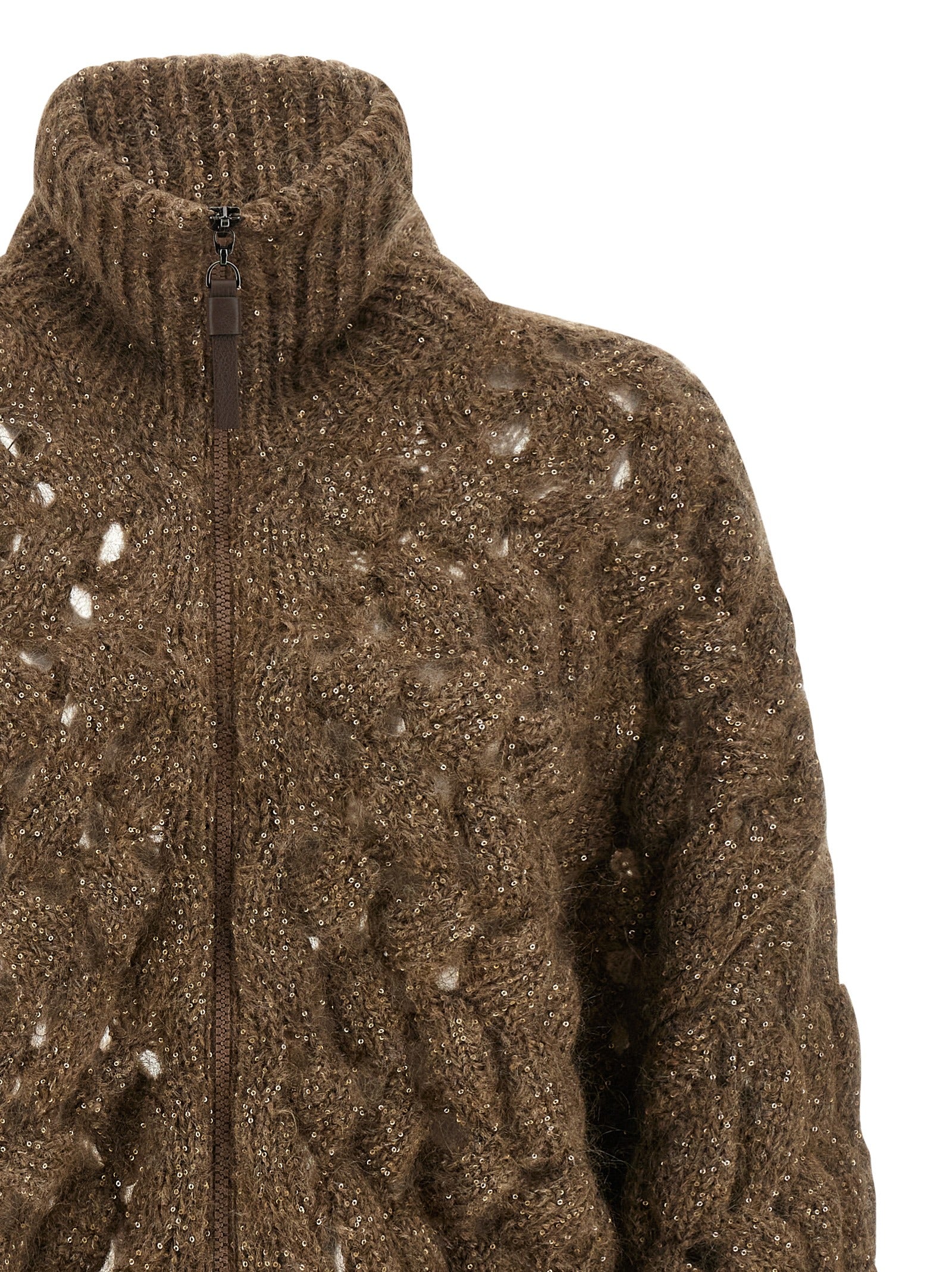 Brunello Cucinelli Brown Wool Cardigan