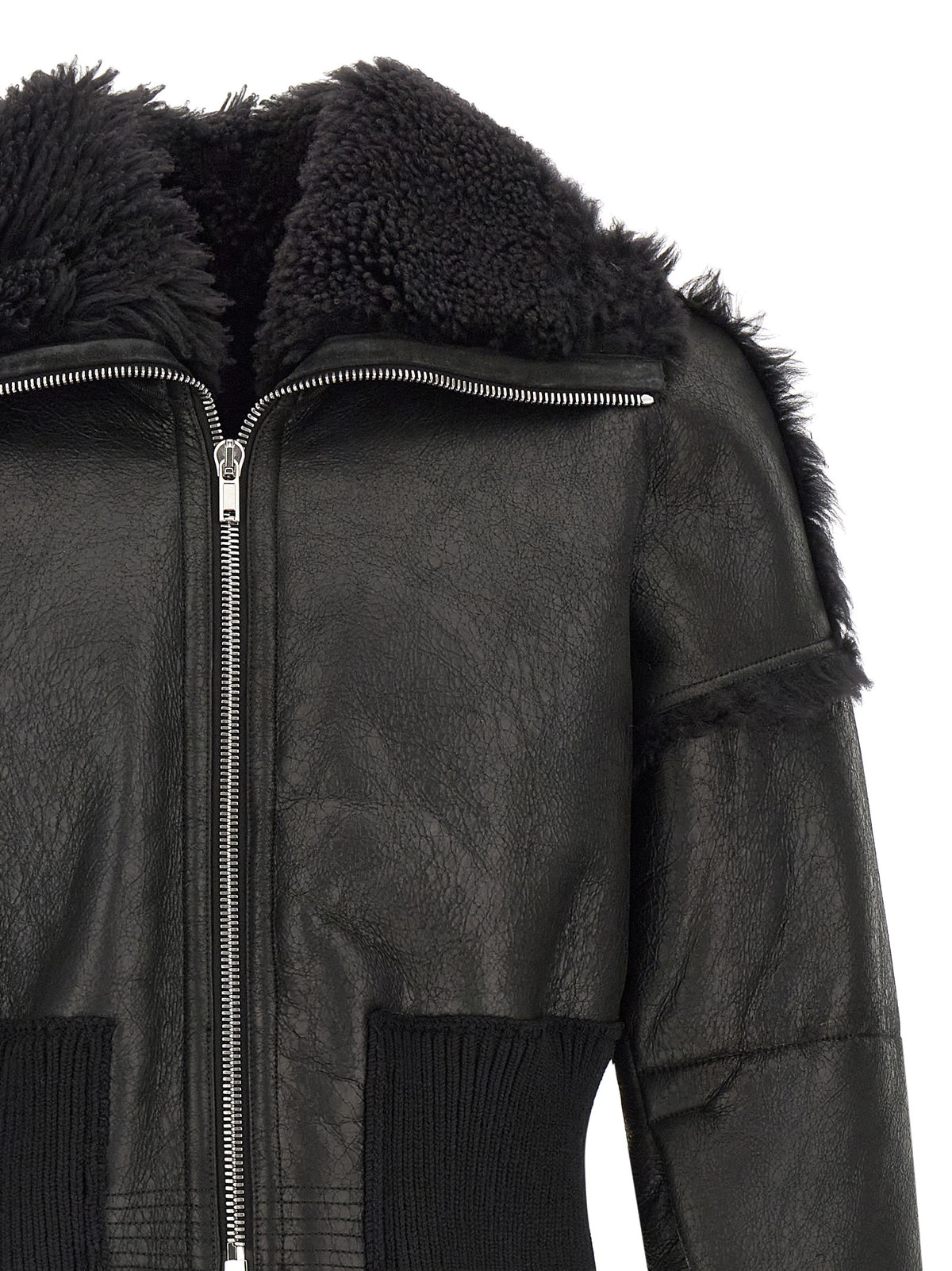 Rick Owens Black Lamb Fur Leather Jacket - Luxury Redefined