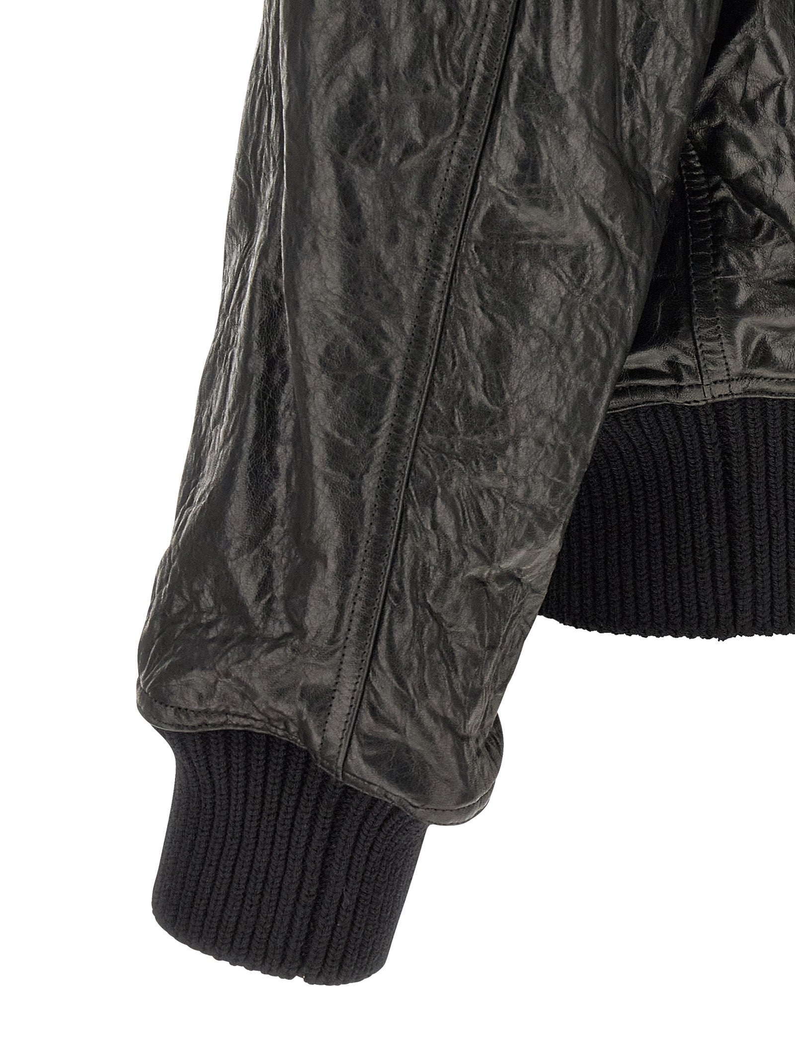 Rick Owens Black Lamb Leather Leather Jacket