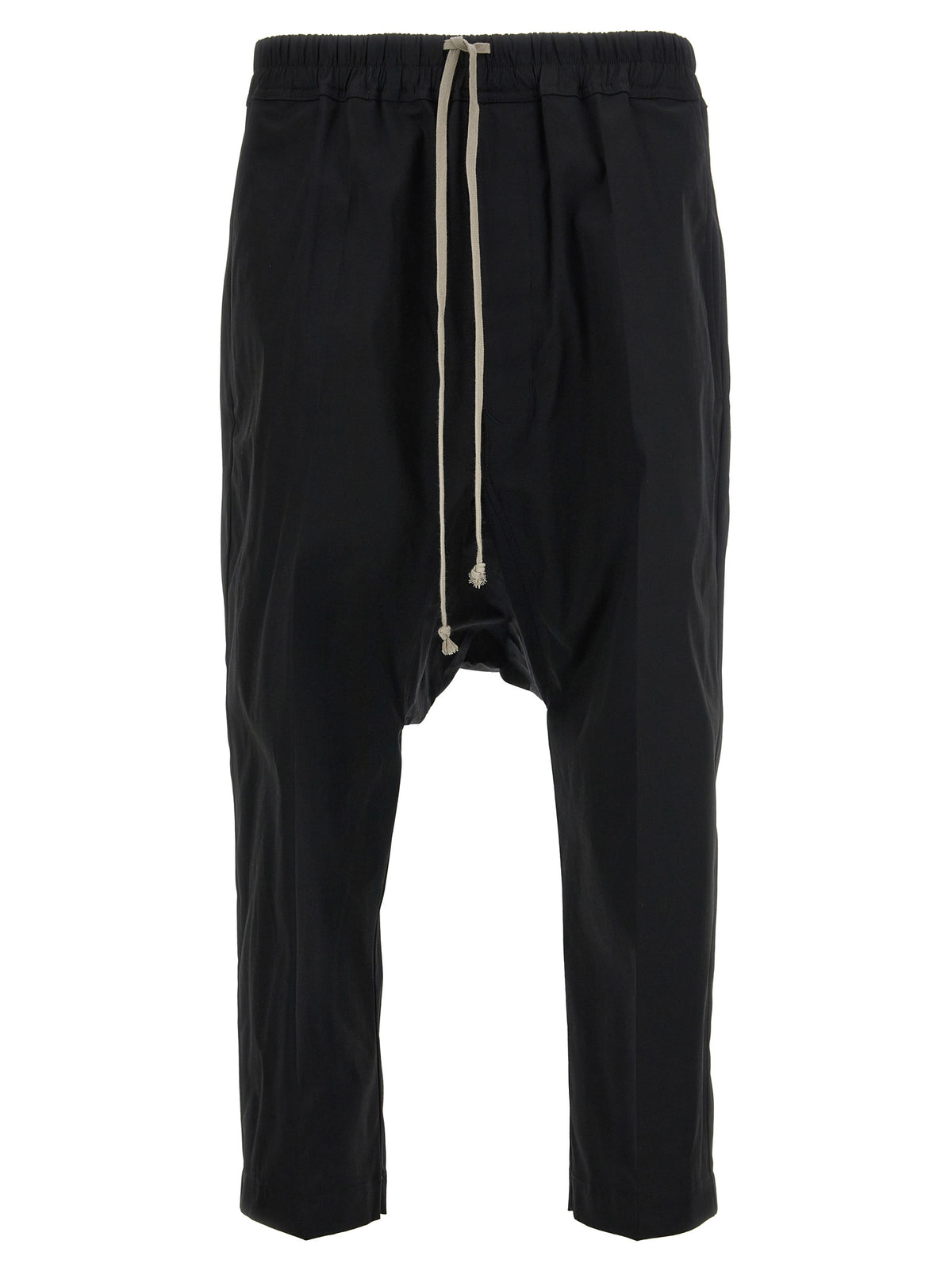 Elevate your wardrobe with Rick Owens Black Cotton Casual Pants, where avant-garde design meets luxurious comfort, perfect for the discerning individual seeking timeless style.