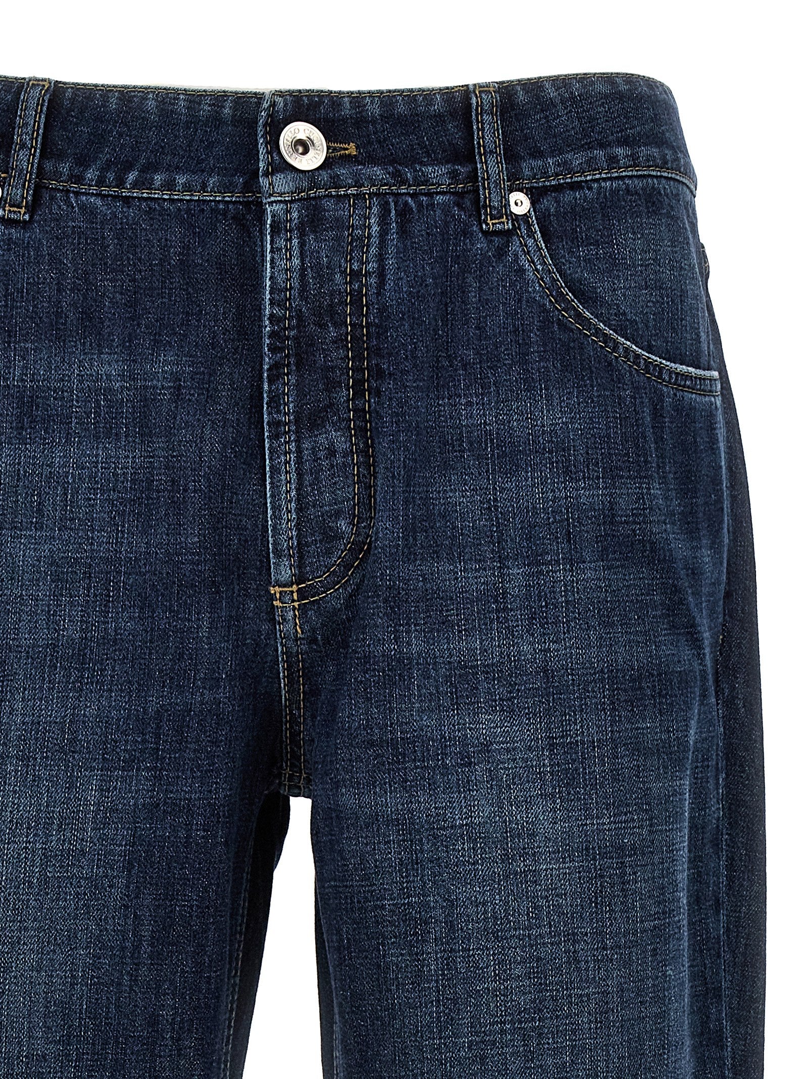 Brunello Cucinelli Blue Cotton Straight-Leg Jeans - Timeless Luxury