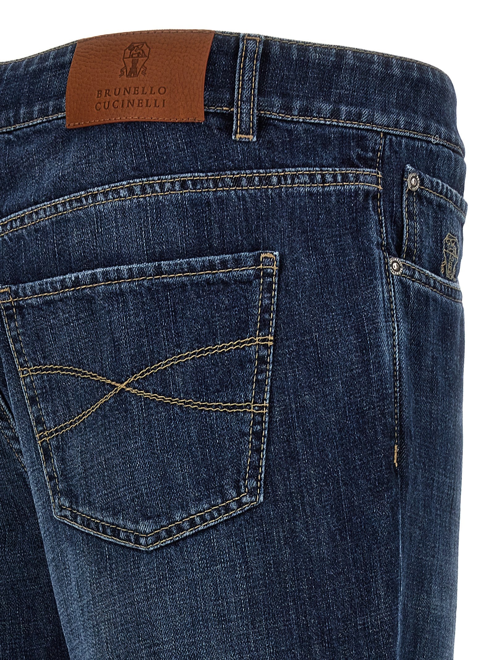Brunello Cucinelli Blue Cotton Straight-Leg Jeans - Timeless Elegance
