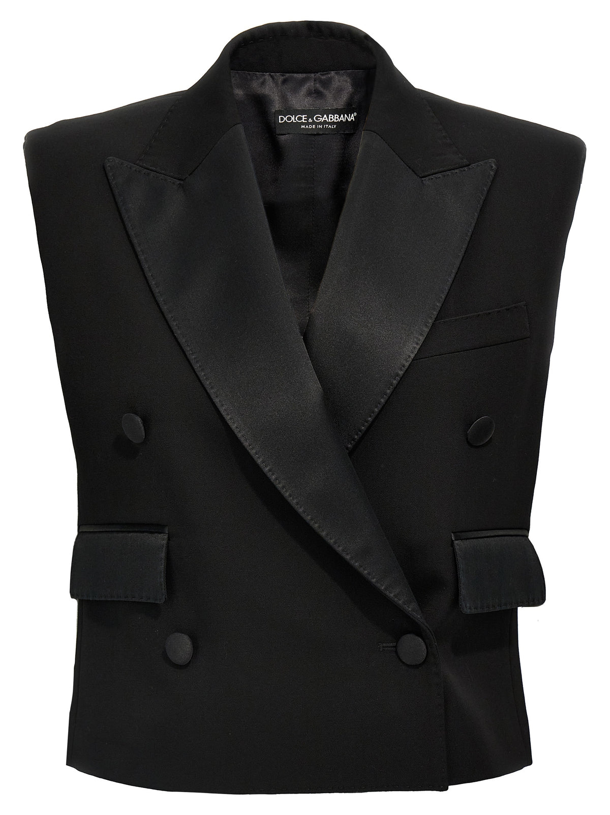 Elevate your wardrobe with the Dolce & Gabbana Black Silk Sleeveless Jacket, a masterpiece of Italian craftsmanship that embodies sophistication and timeless elegance.