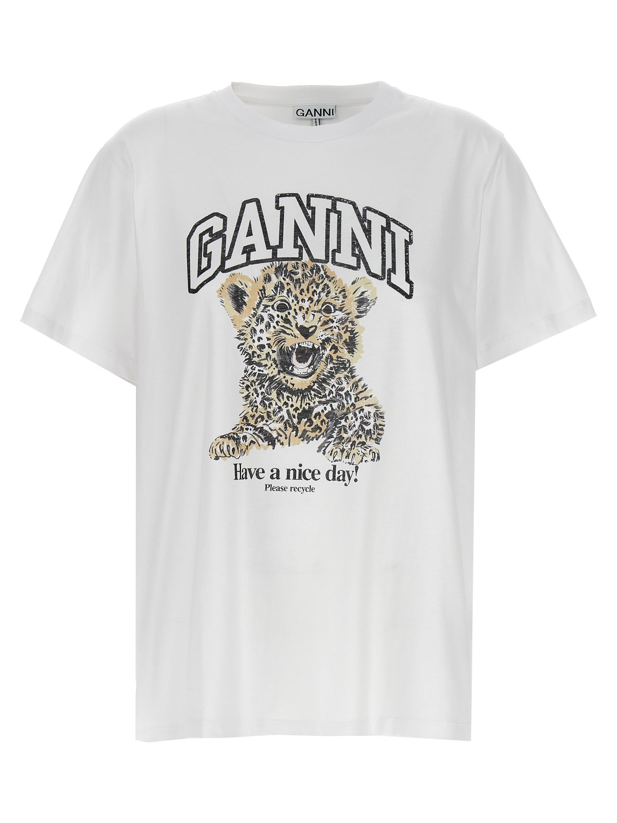 Ganni White Cotton T-Shirt - Sustainable Luxury Statement Piece