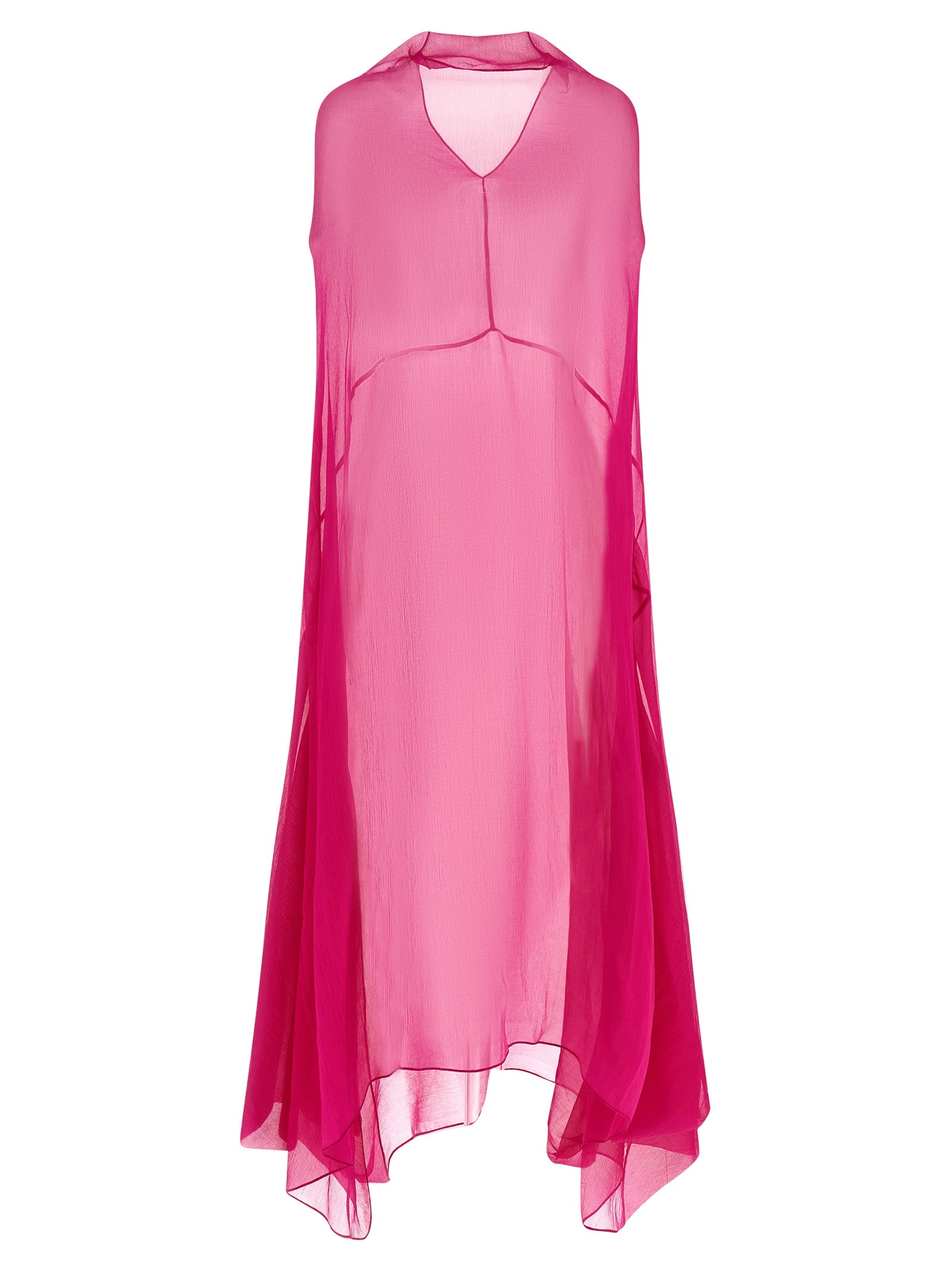 Dries Van Noten Fuchsia Silk Midi Dress - Timeless Luxury Elegance