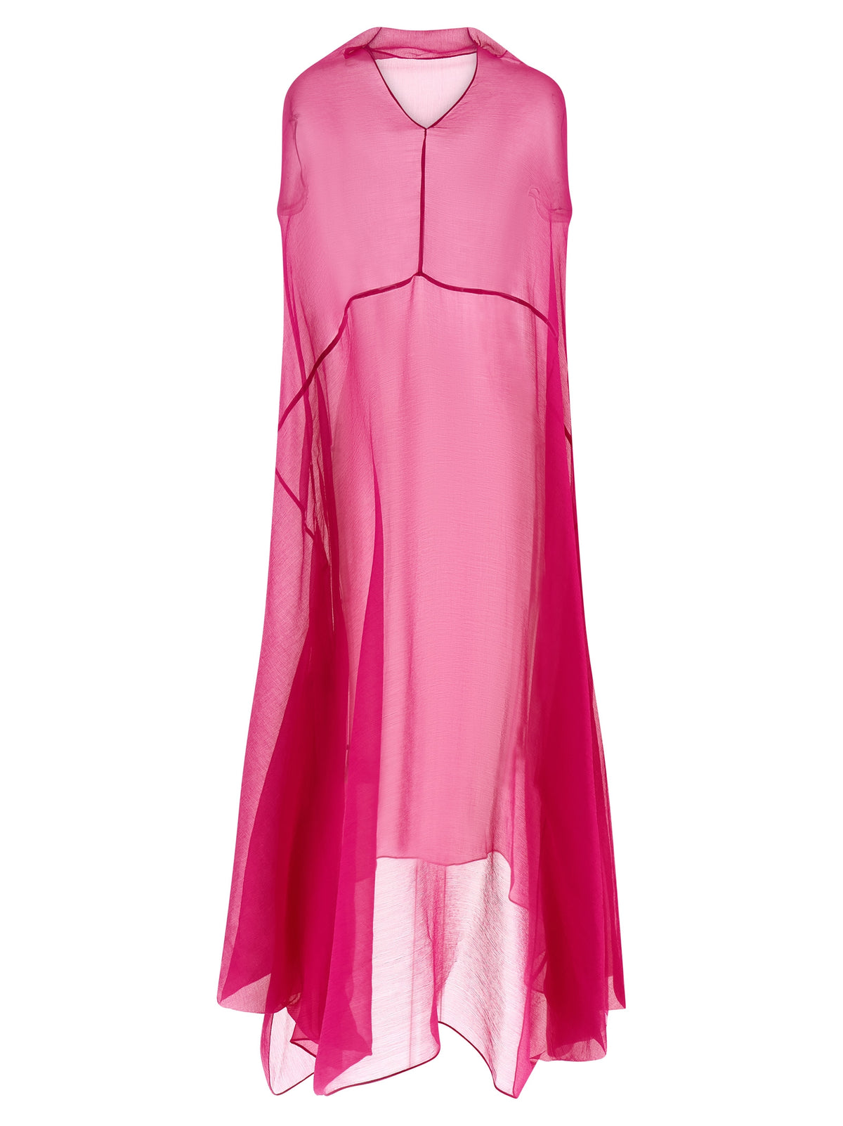 Dries Van Noten Fuchsia Silk Midi Dress - Timeless Luxury Elegance