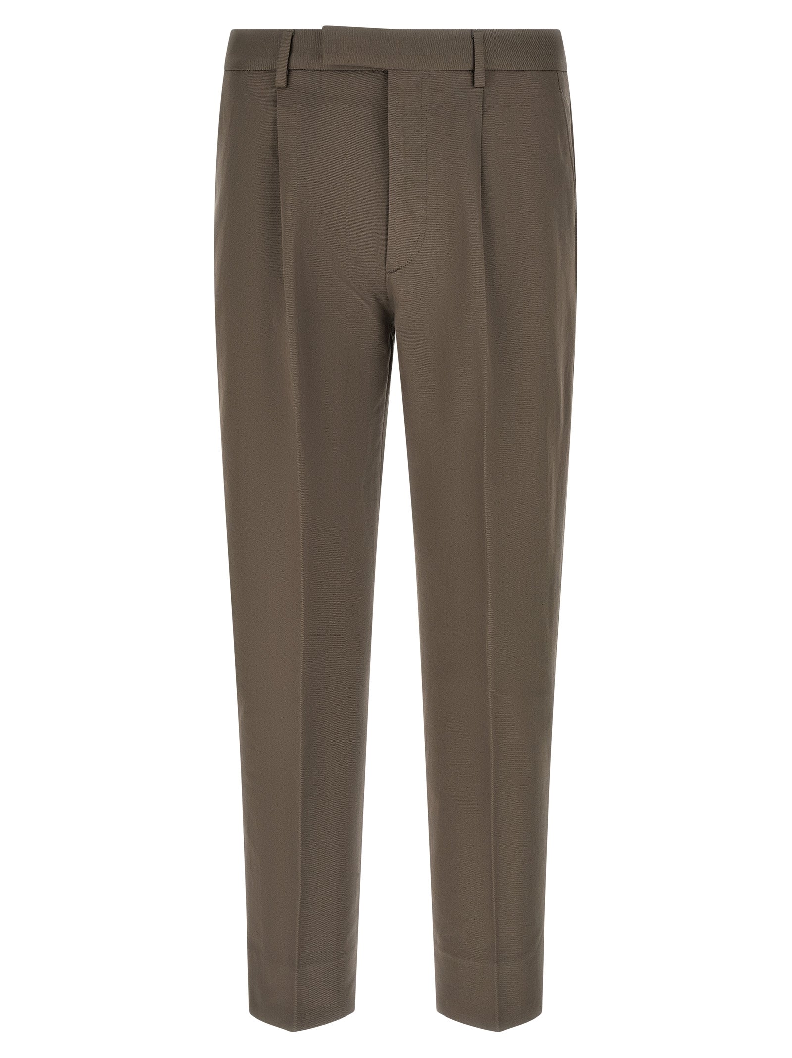 ZEGNA Brown Cotton Dress Pants