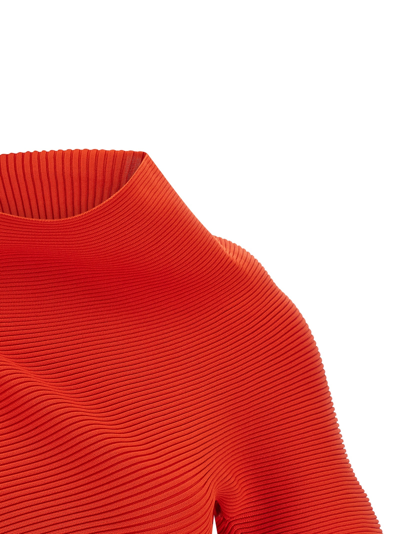 Issey Miyake Life Form T-Shirt - Luxe Red Ribbed Knit Elegance