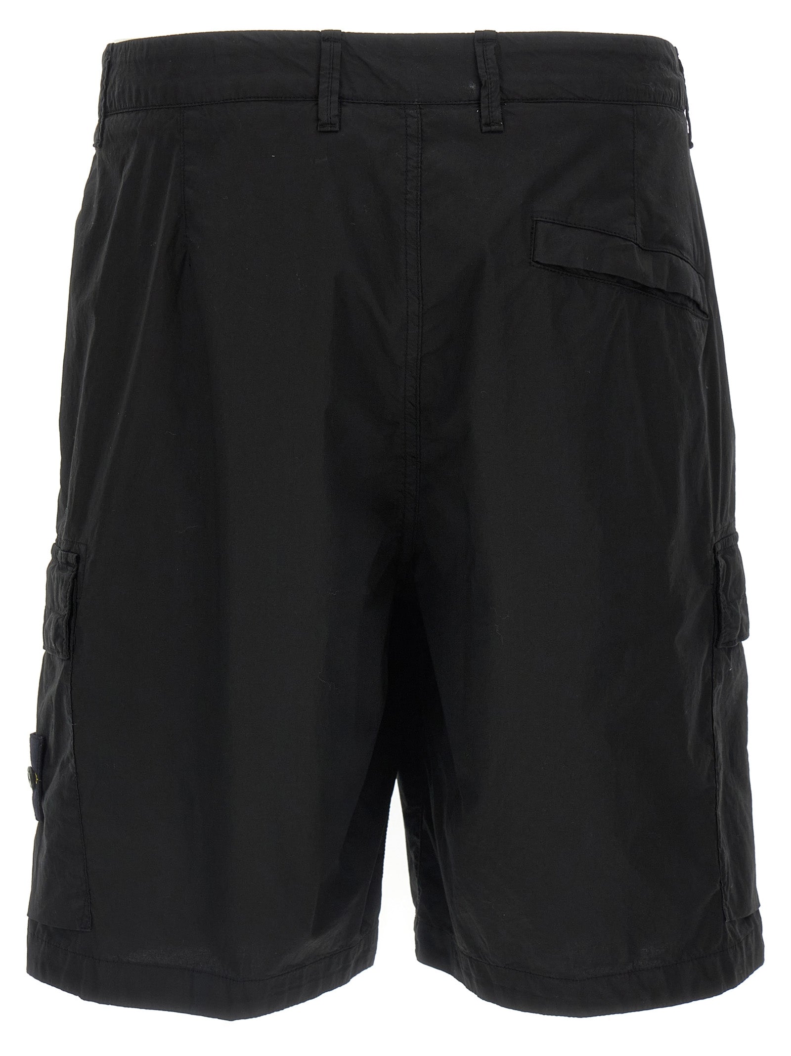 Stone Island Black Cotton Bermuda Shorts