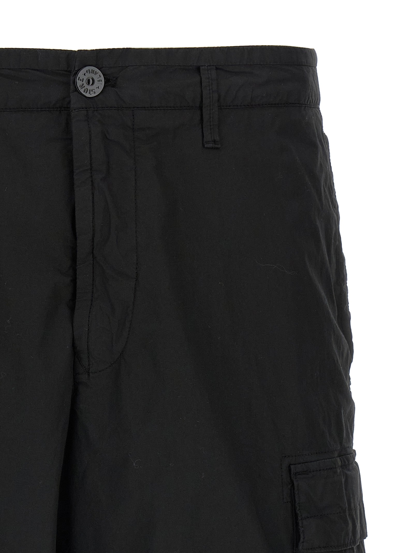 Stone Island Black Cotton Bermuda Shorts