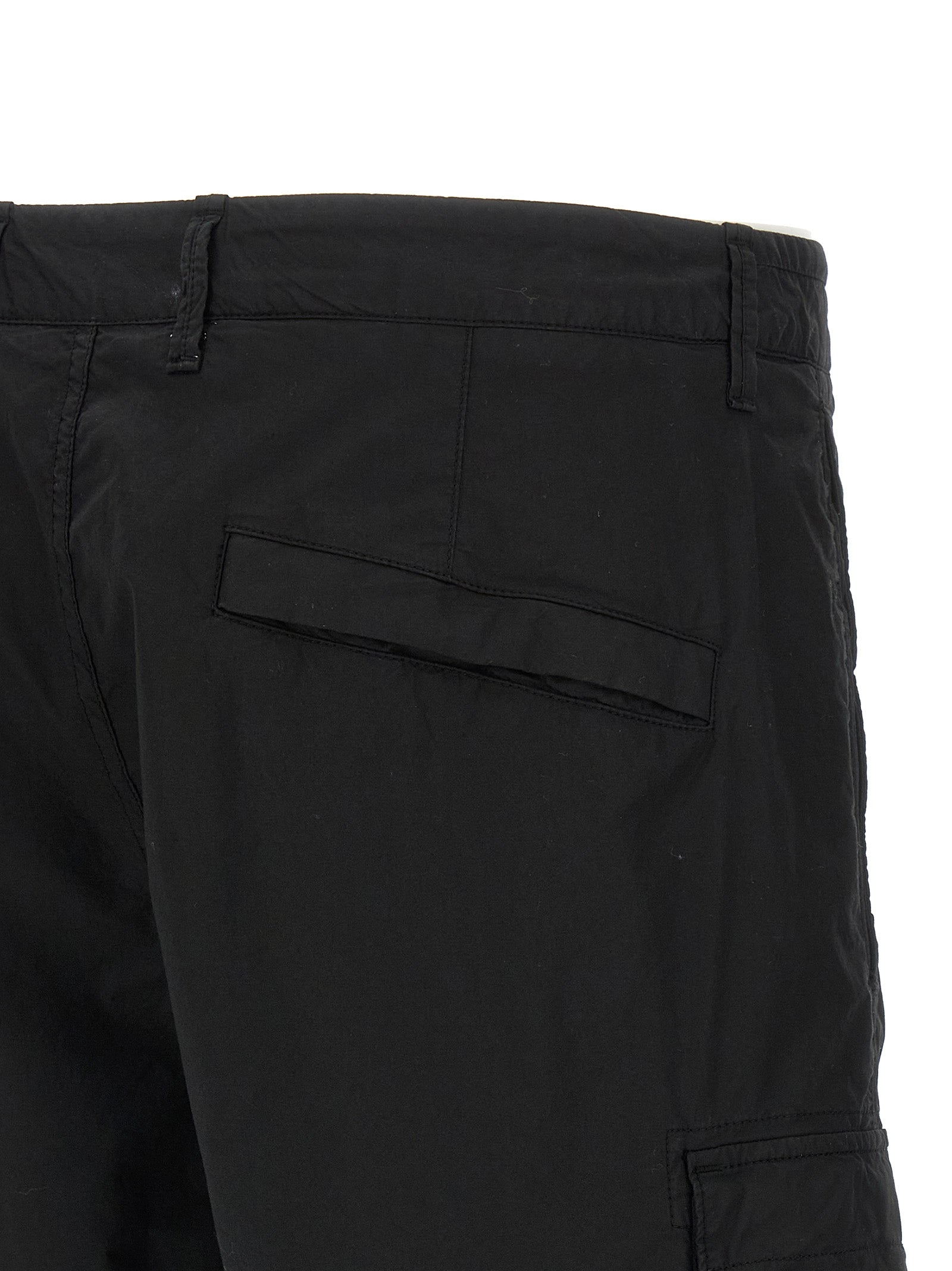 Stone Island Black Cotton Bermuda Shorts