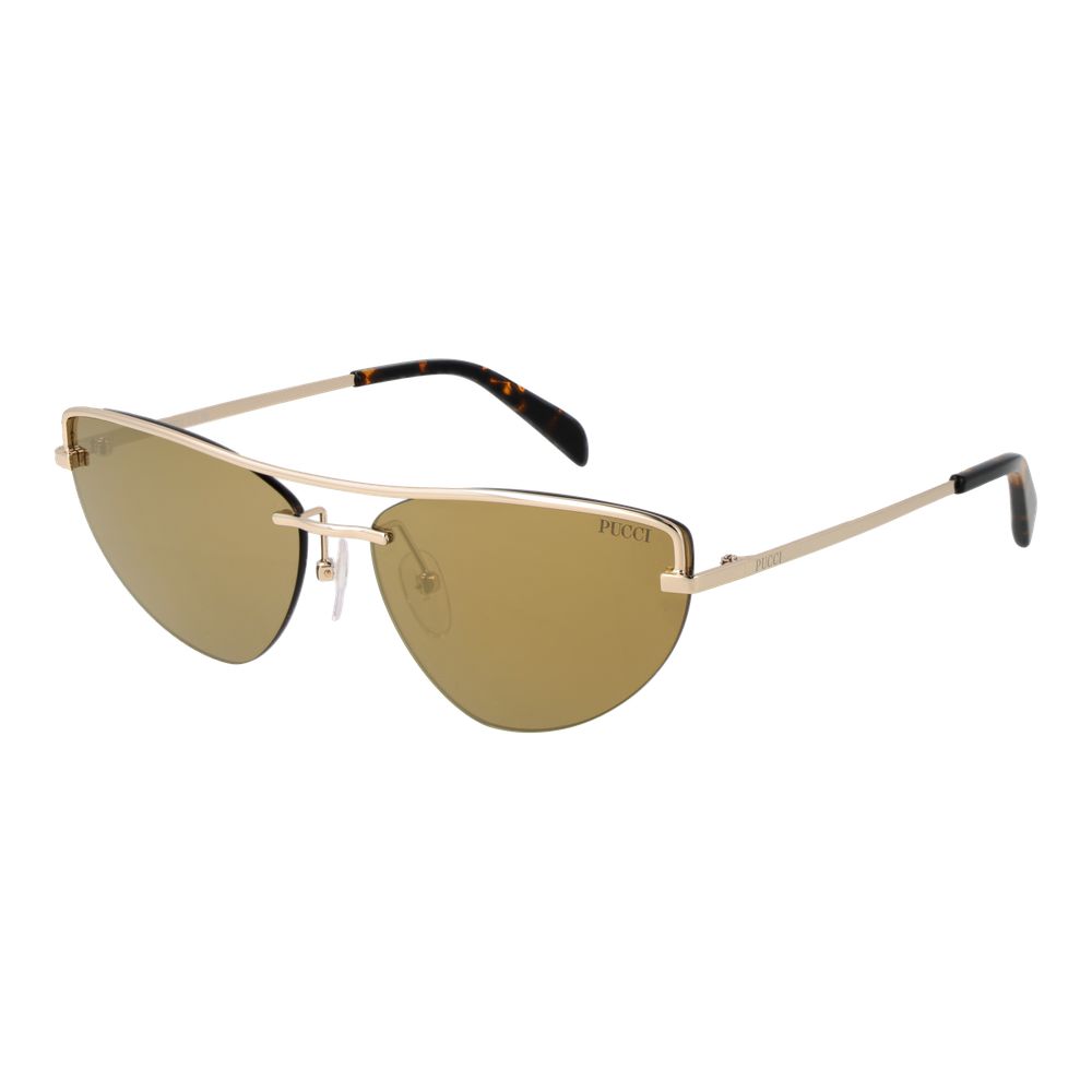 Elevate your style with Emilio Pucci Gold Metal Sunglasses, a luxurious blend of opulence and elegance, designed for the discerning individual who appreciates haute couture.