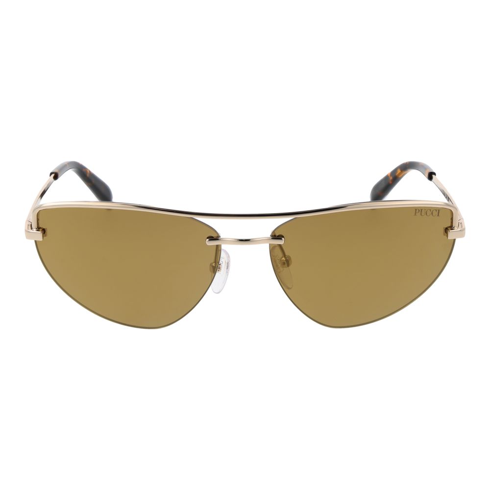 Discover the Emilio Pucci Gold Metal Sunglasses, a symbol of opulence and sophistication, designed for those who embrace luxury and style with every glance.