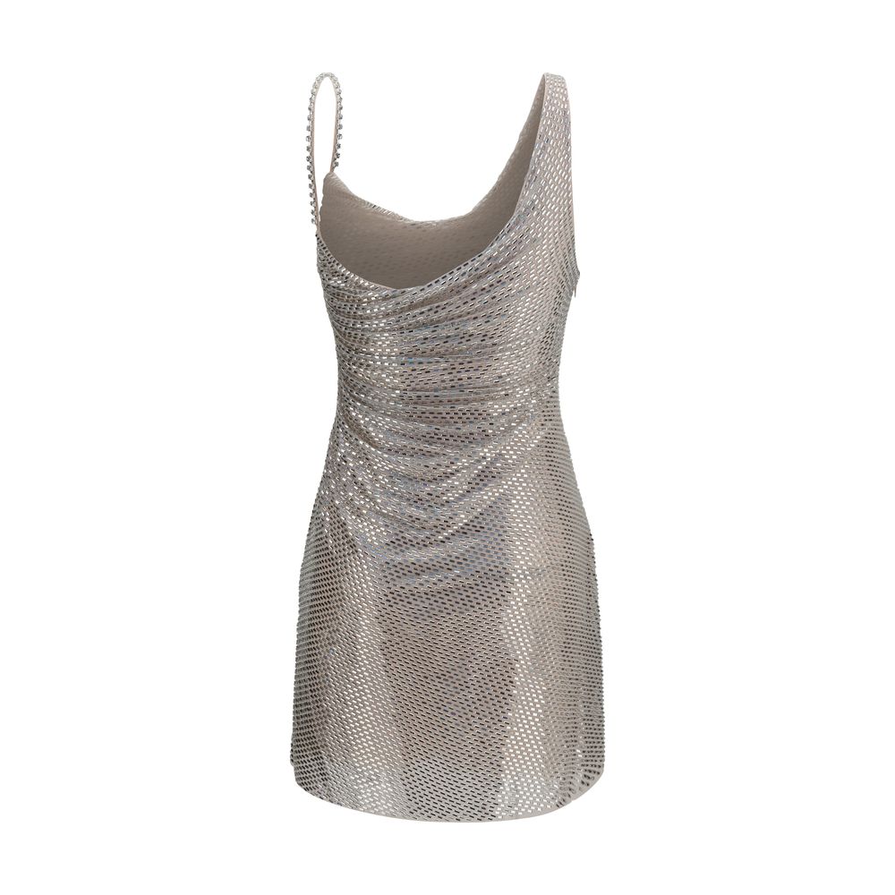 Elevate your evening allure with the Self-Portrait Silver Polyester Cocktail Dress, a stunning blend of sequins and elegance, perfect for unforgettable moments.